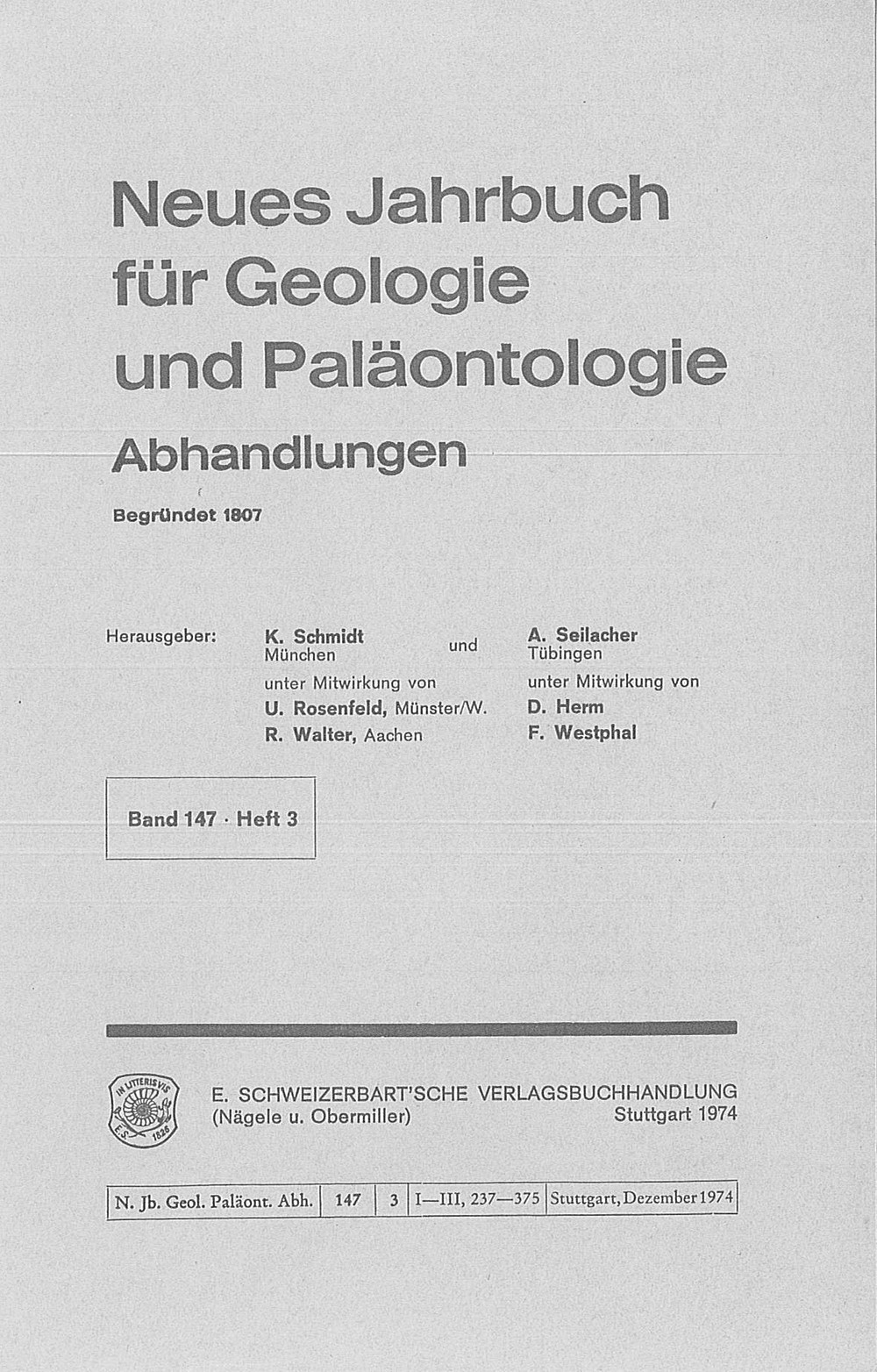 Cover image of: Neues Jahrbuch für Geologie und Paläontologie - Abhandlungen Band 147 Heft 3