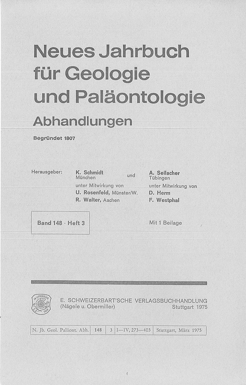 Cover image of: Neues Jahrbuch für Geologie und Paläontologie - Abhandlungen Band 148 Heft 3
