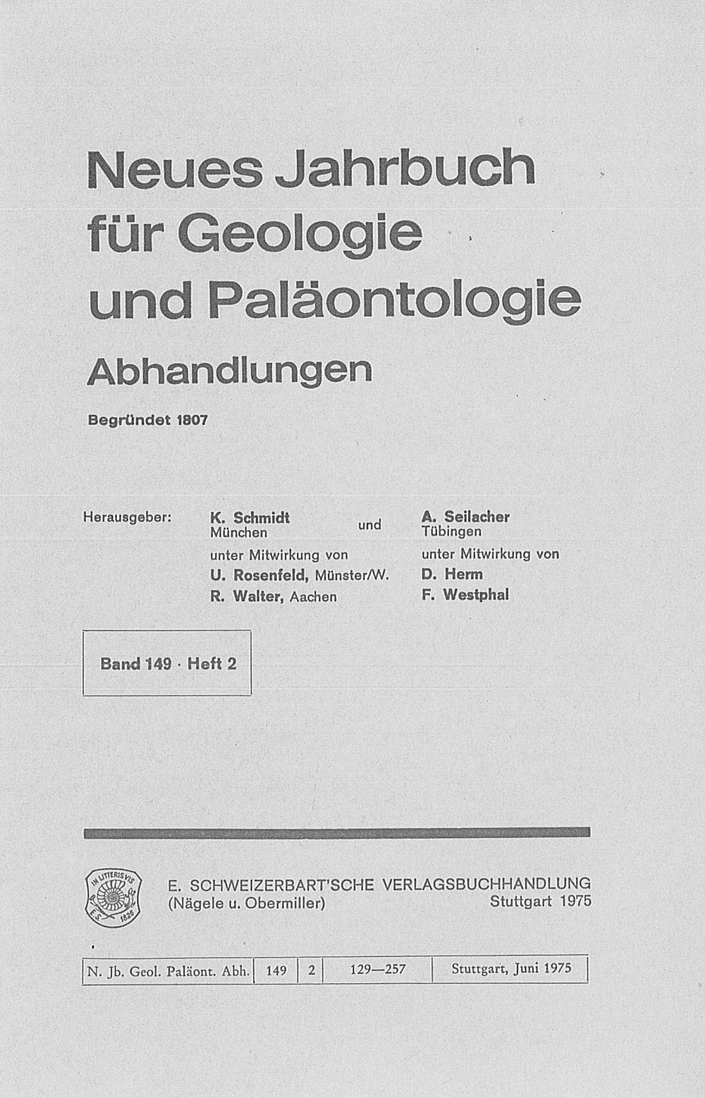 Cover image of: Neues Jahrbuch für Geologie und Paläontologie - Abhandlungen Band 149 Heft 2
