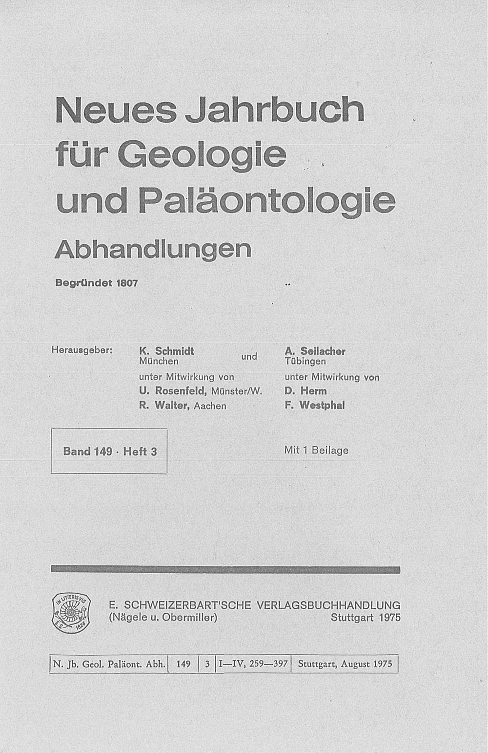 Cover image of: Neues Jahrbuch für Geologie und Paläontologie - Abhandlungen Band 149 Heft 3