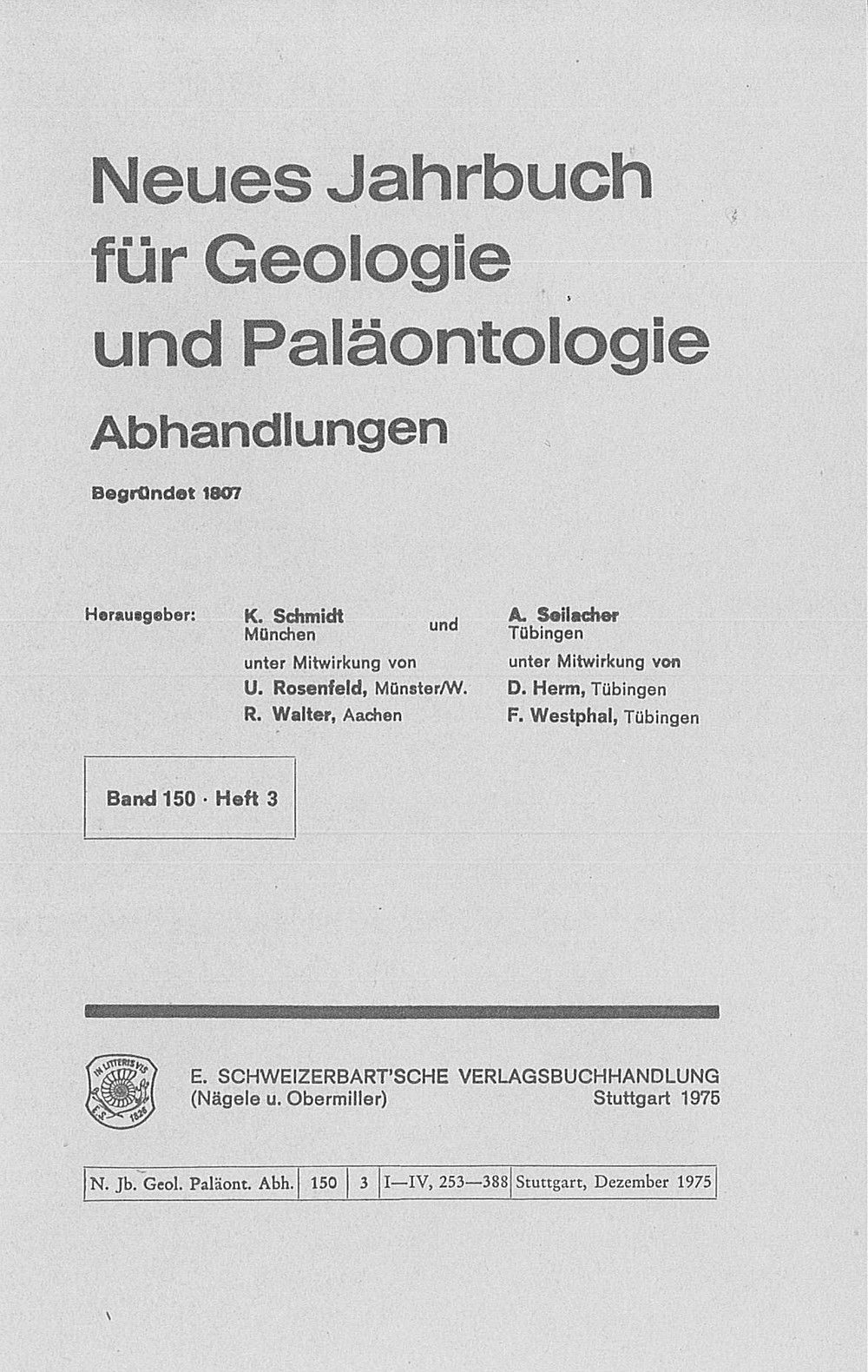 Cover image of: Neues Jahrbuch für Geologie und Paläontologie - Abhandlungen Band 150 Heft 3
