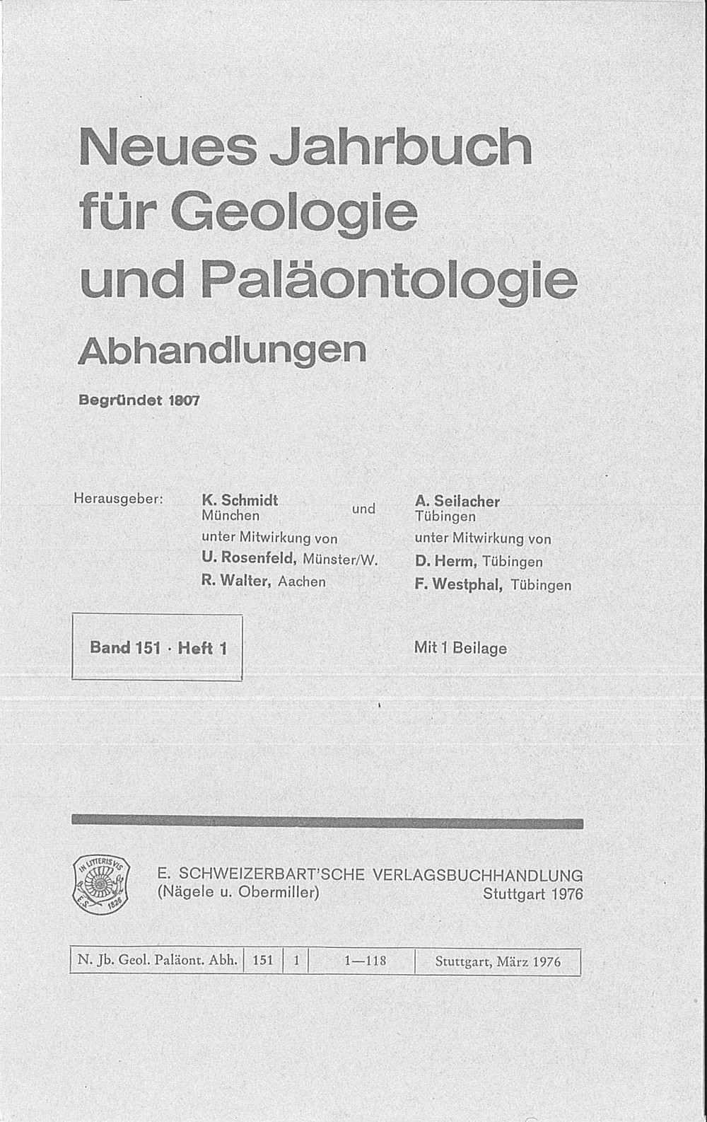 Cover image of: Neues Jahrbuch für Geologie und Paläontologie - Abhandlungen Band 151 Heft 1