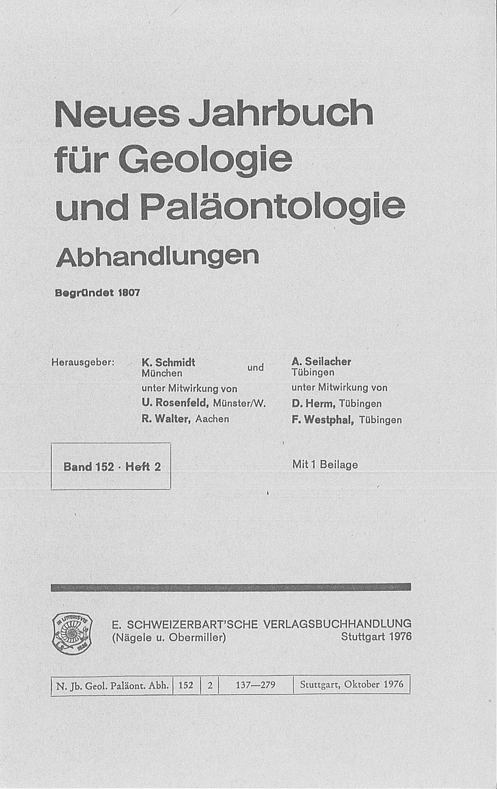 Cover image of: Neues Jahrbuch für Geologie und Paläontologie - Abhandlungen Band 152 Heft 2