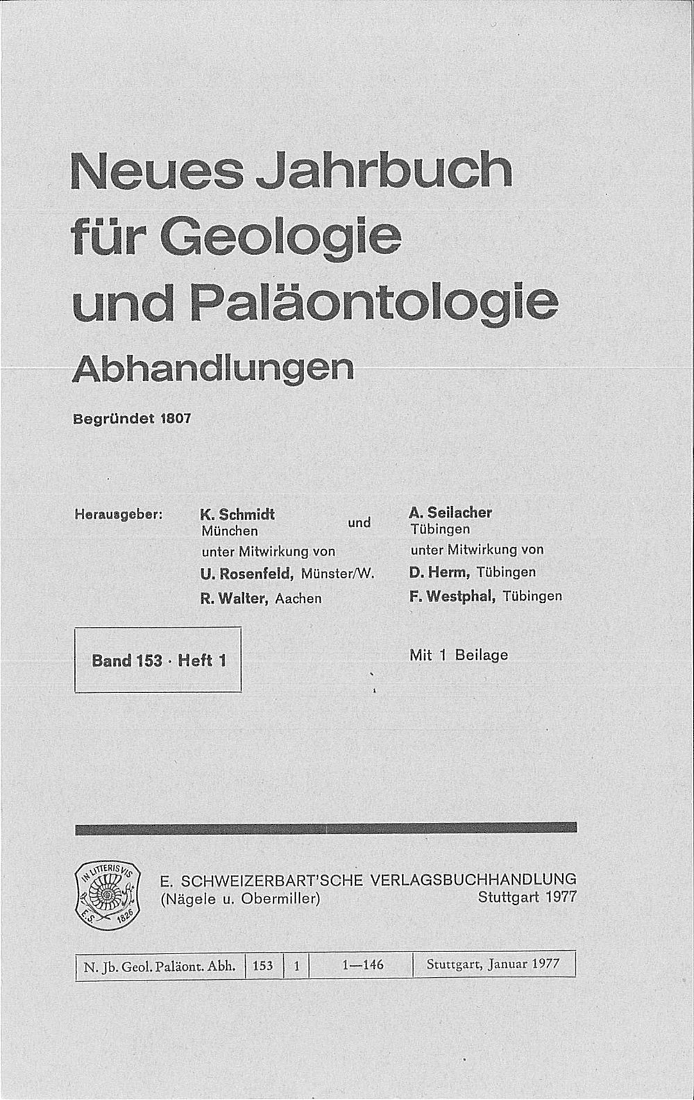 Cover image of: Neues Jahrbuch für Geologie und Paläontologie - Abhandlungen Band 153 Heft 1