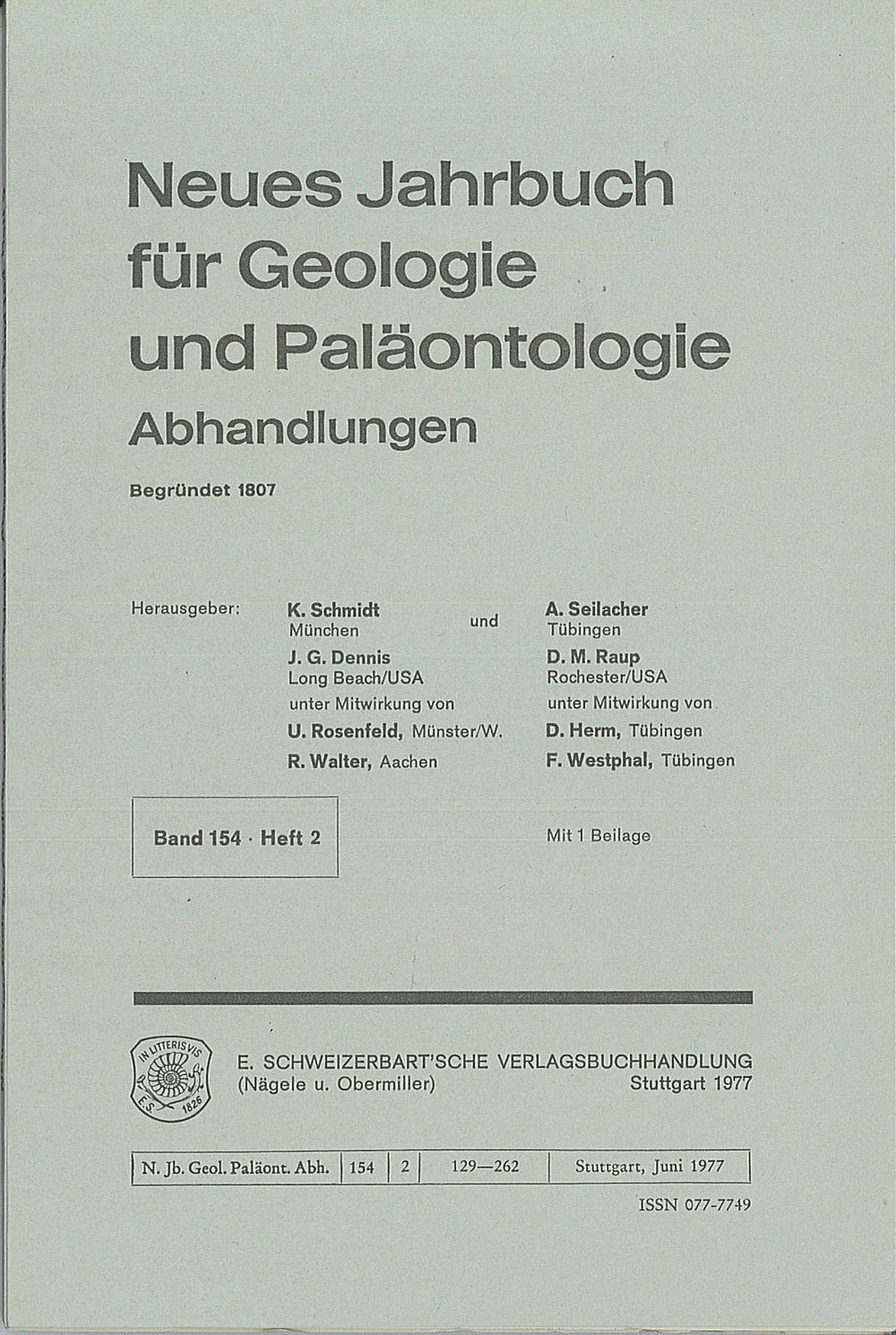 Umschlagbild des Buches: Neues Jahrbuch für Geologie und Paläontologie - Abhandlungen Band 154 Heft 2