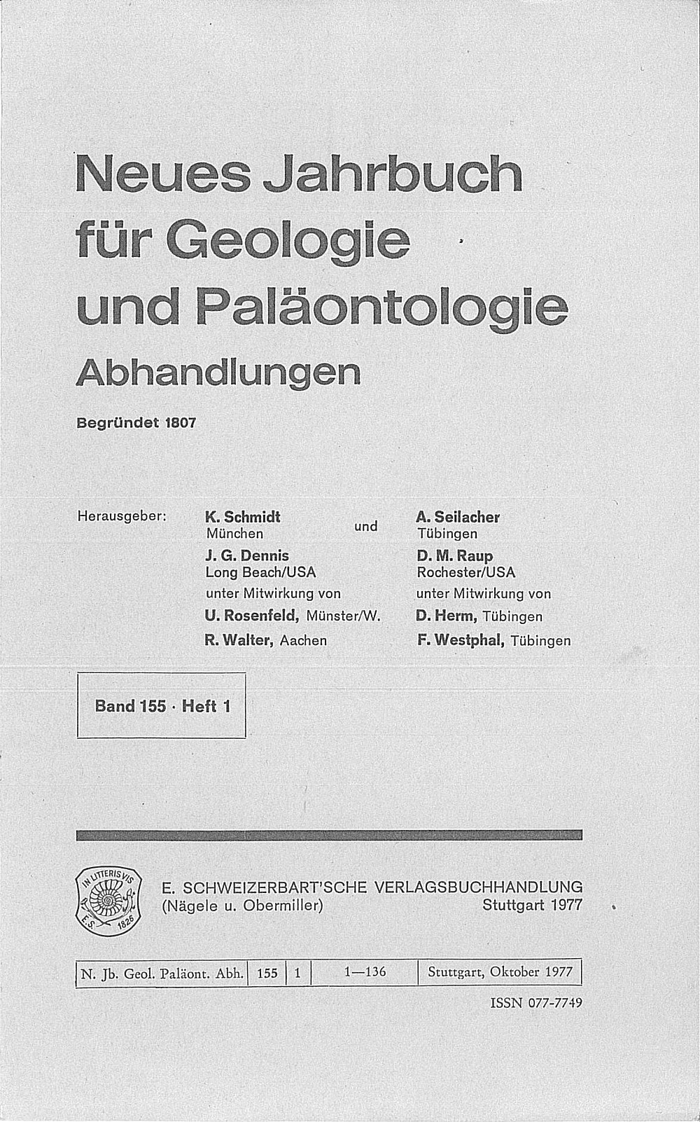 Umschlagbild des Buches: Neues Jahrbuch für Geologie und Paläontologie - Abhandlungen Band 155 Heft 1
