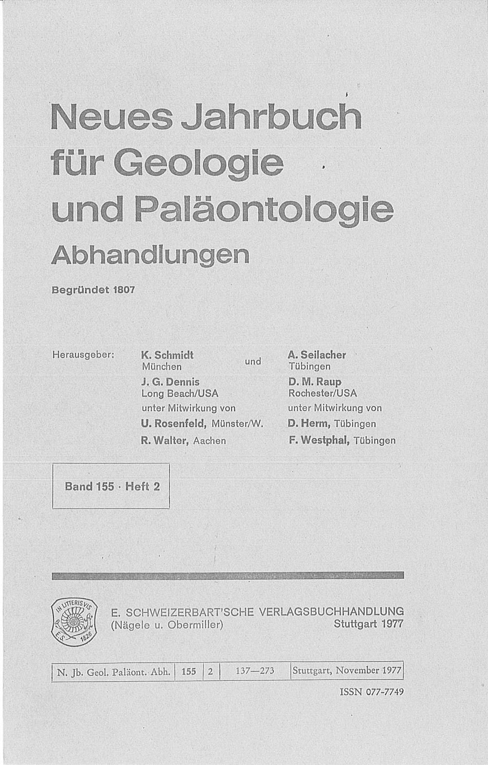 Umschlagbild des Buches: Neues Jahrbuch für Geologie und Paläontologie - Abhandlungen Band 155 Heft 2