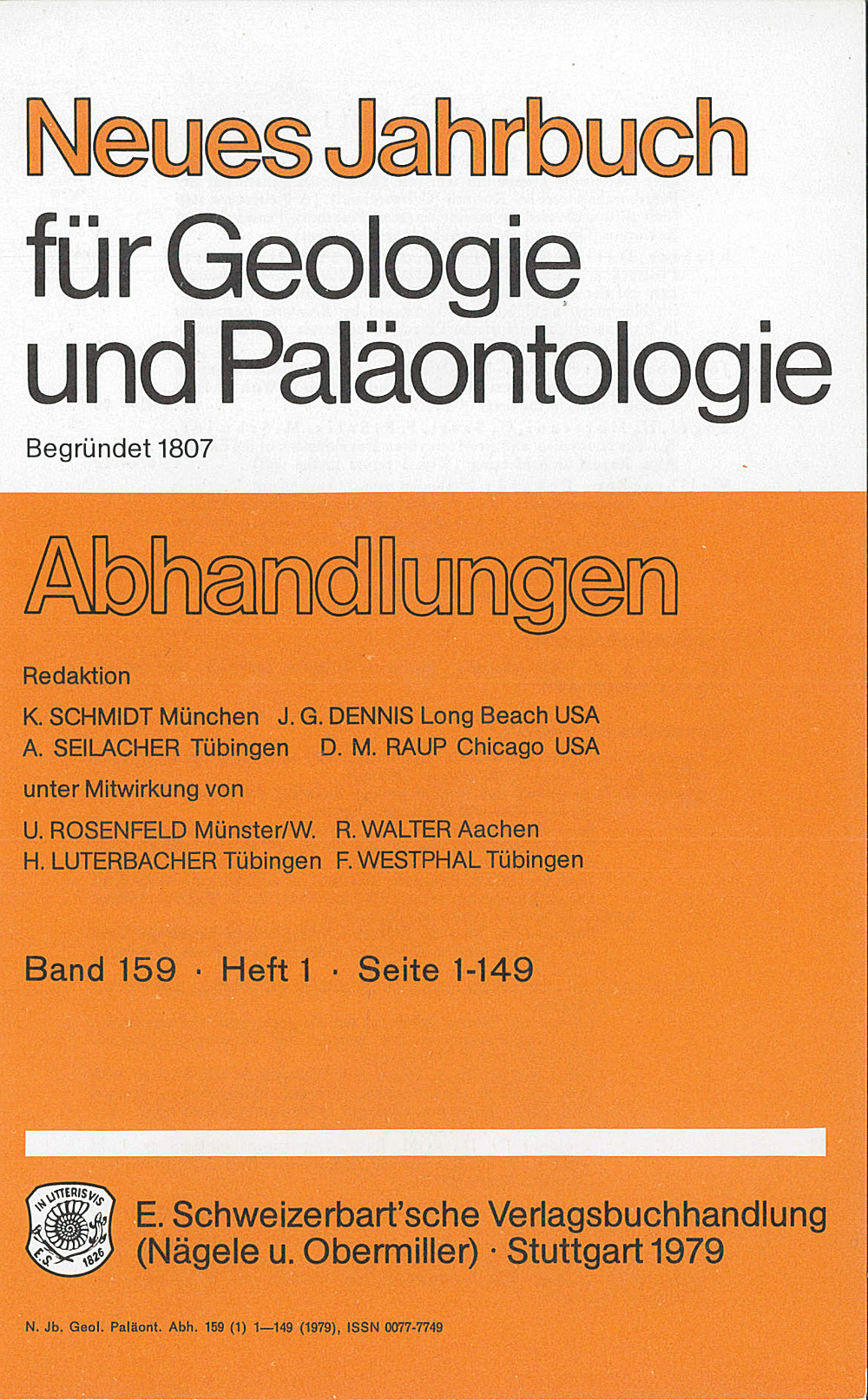 Cover image of: Neues Jahrbuch für Geologie und Paläontologie - Abhandlungen Band 159 Heft 1