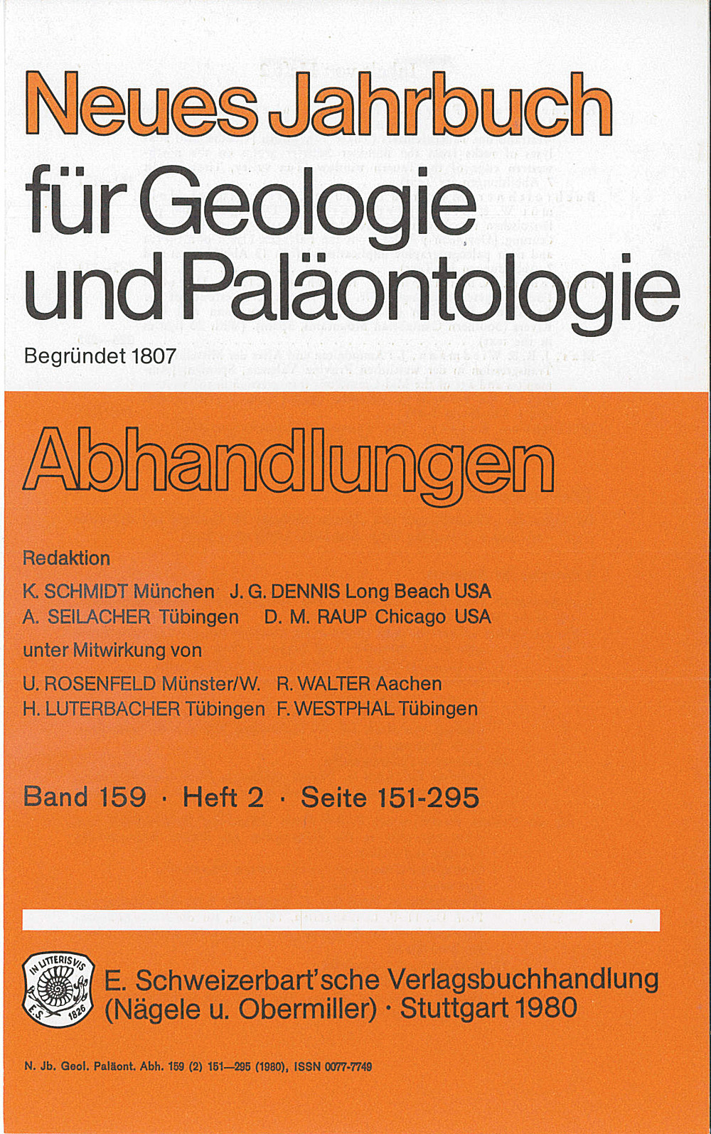 Cover image of: Neues Jahrbuch für Geologie und Paläontologie - Abhandlungen Band 159 Heft 2