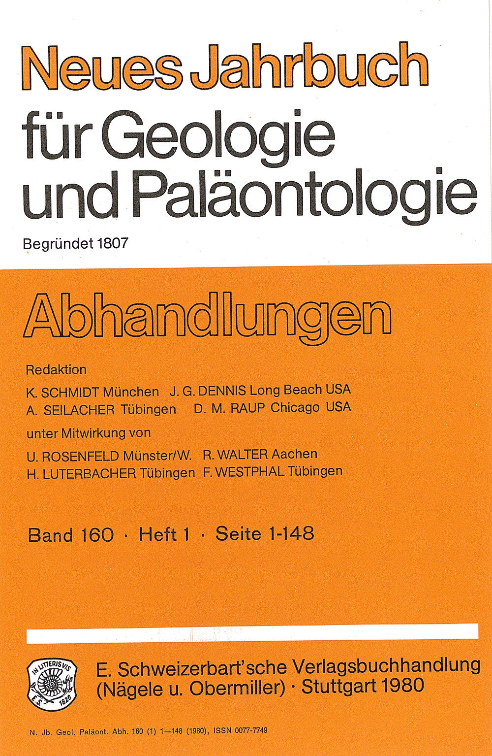 Cover image of: Neues Jahrbuch für Geologie und Paläontologie - Abhandlungen Band 160 Heft 1