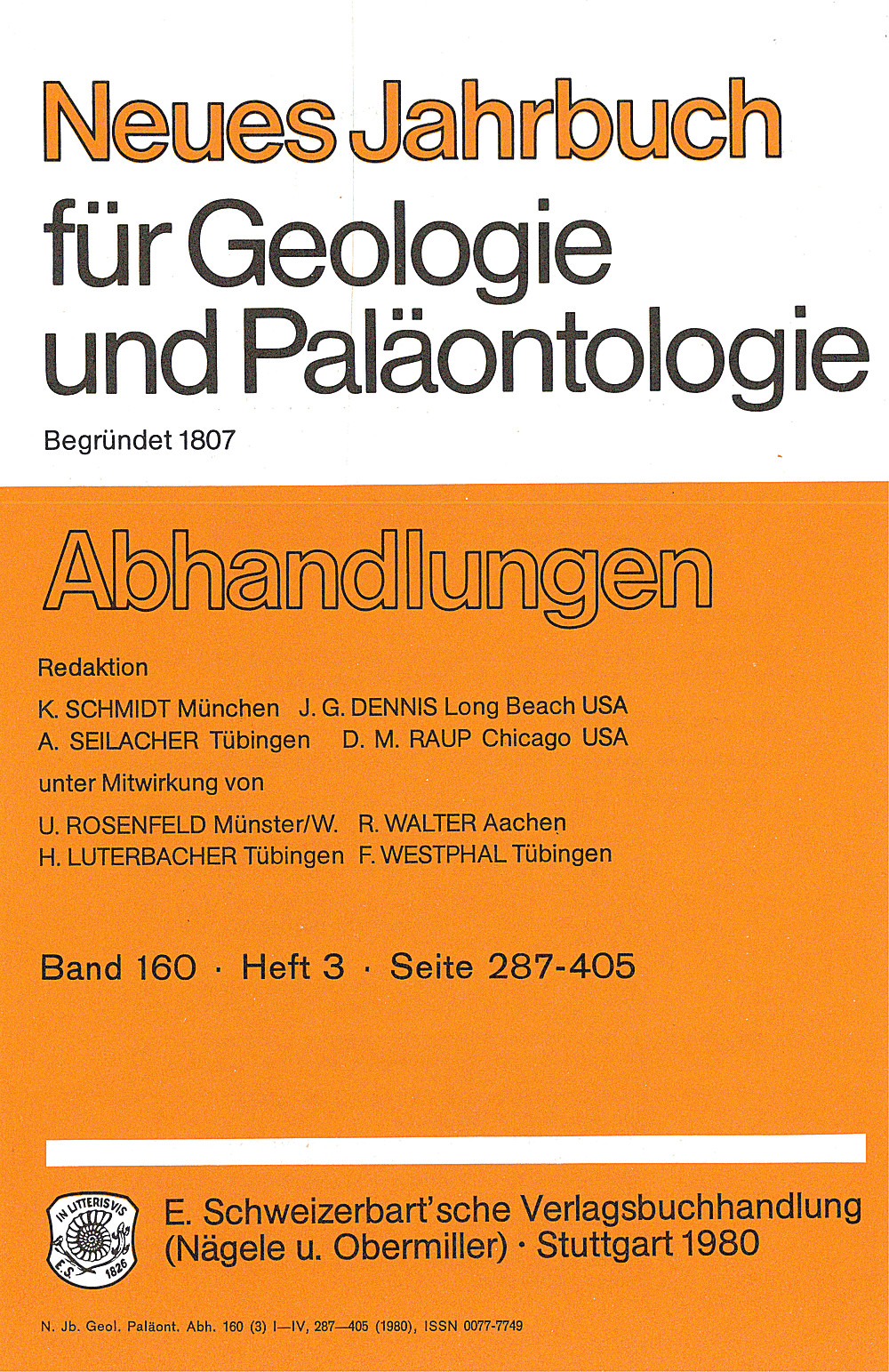 Cover image of: Neues Jahrbuch für Geologie und Paläontologie - Abhandlungen Band 160 Heft 3