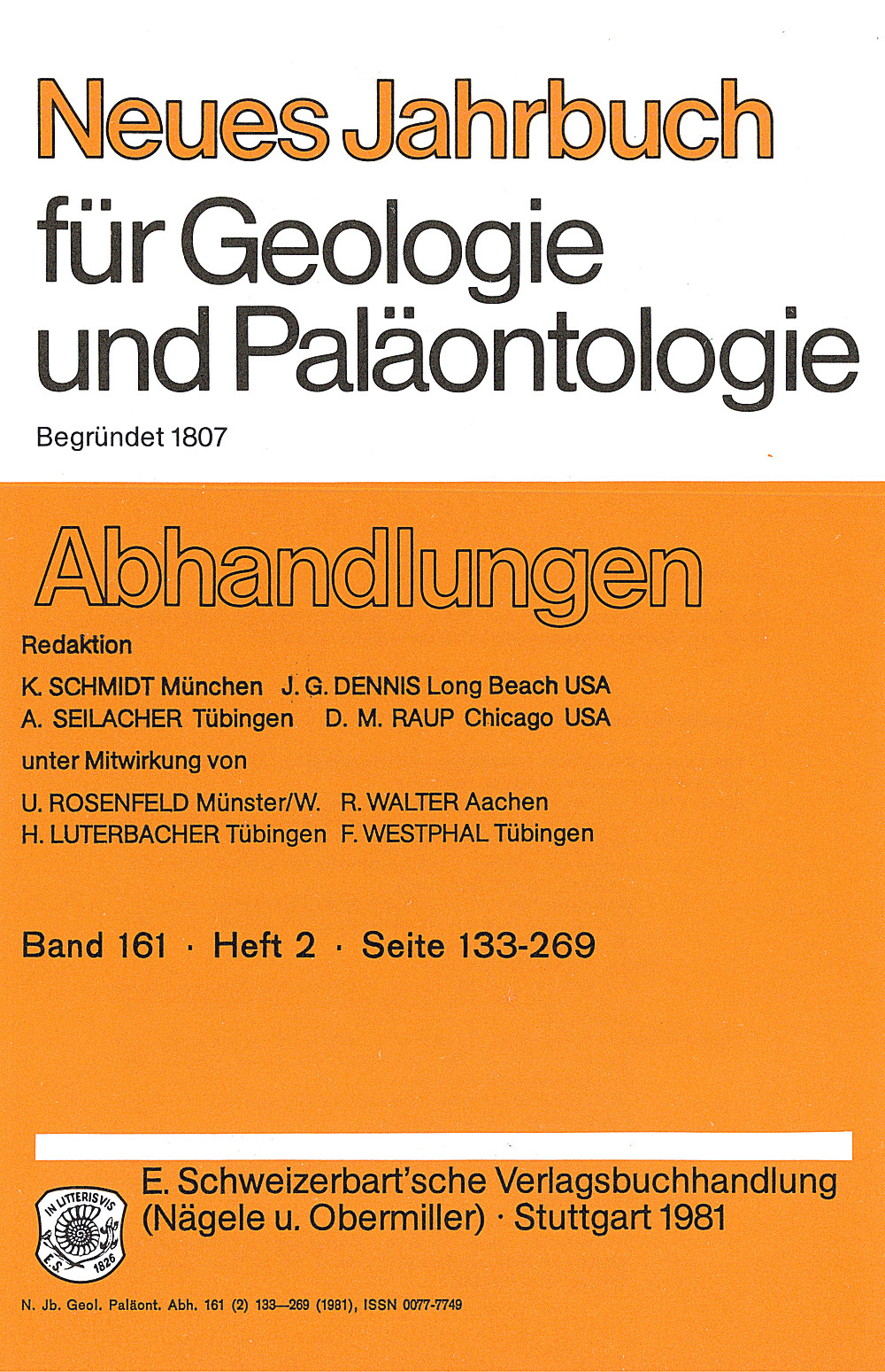 Cover image of: Neues Jahrbuch für Geologie und Paläontologie - Abhandlungen Band 161 Heft 2