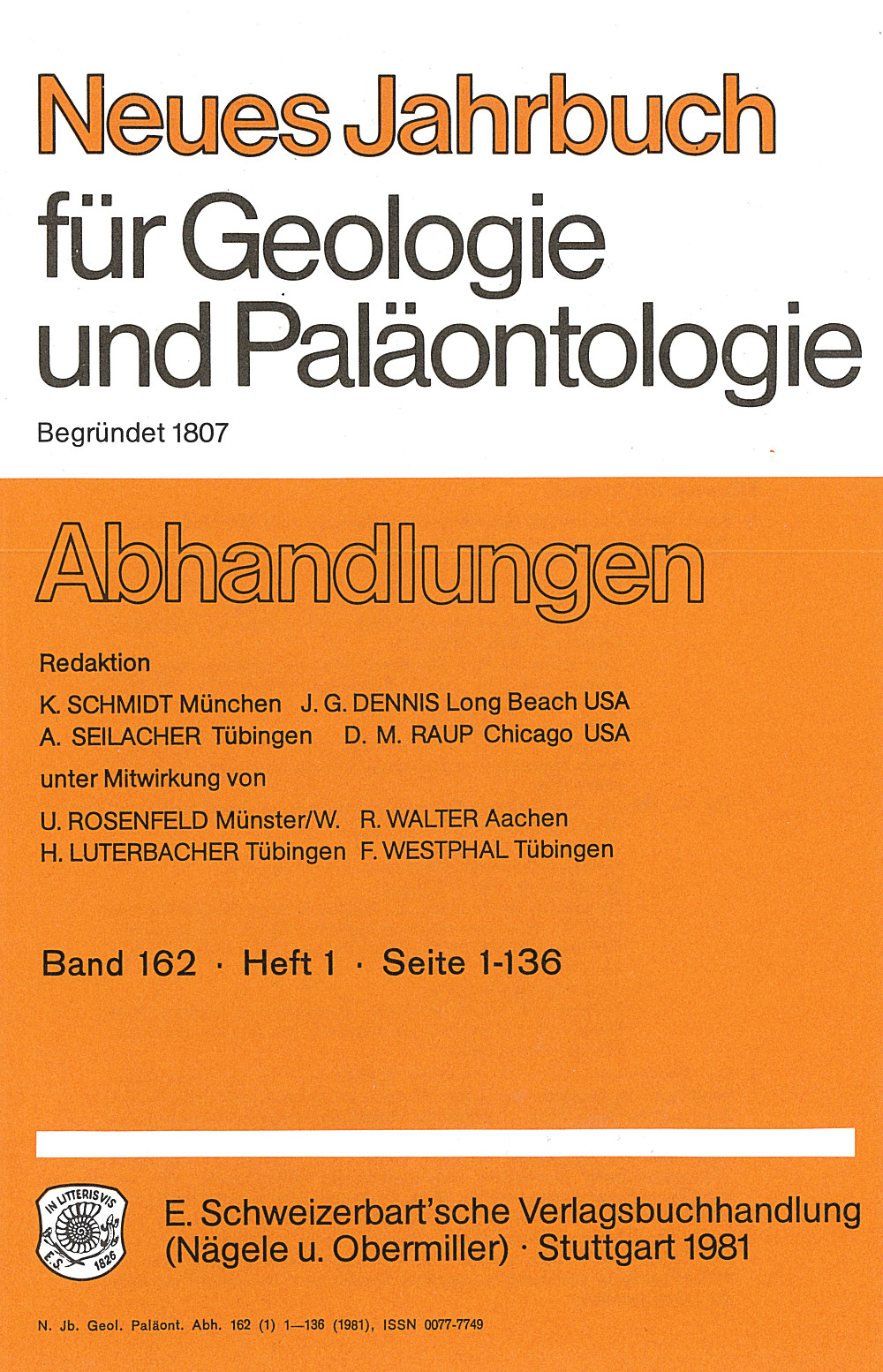 Image de couverture de: Neues Jahrbuch für Geologie und Paläontologie - Abhandlungen Band 162 Heft 1