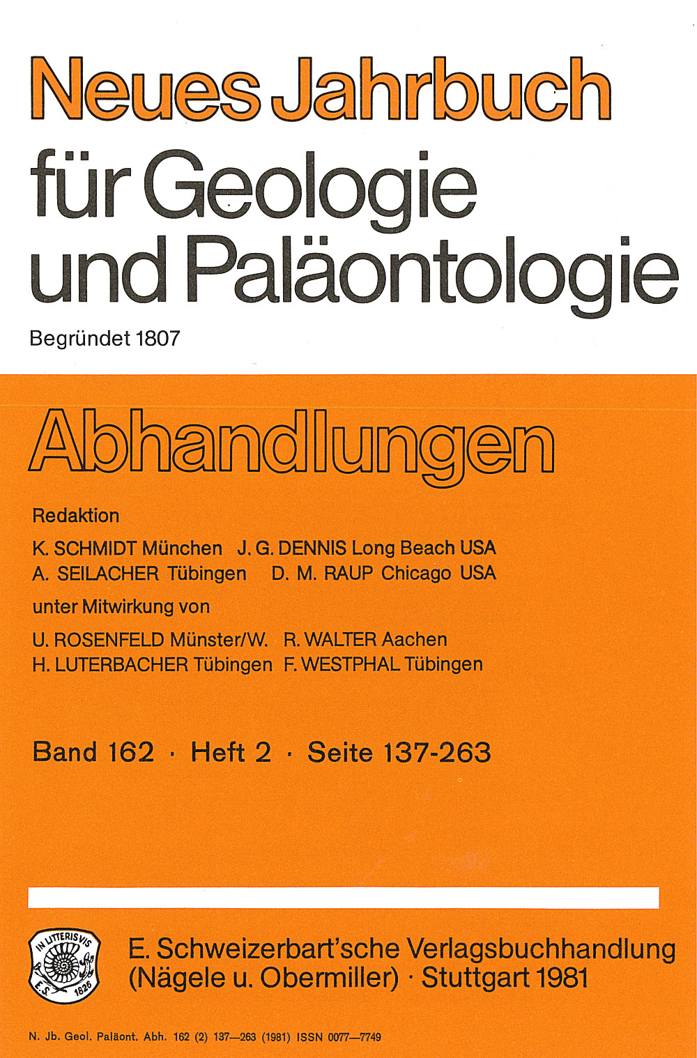Image de couverture de: Neues Jahrbuch für Geologie und Paläontologie - Abhandlungen Band 162 Heft 2