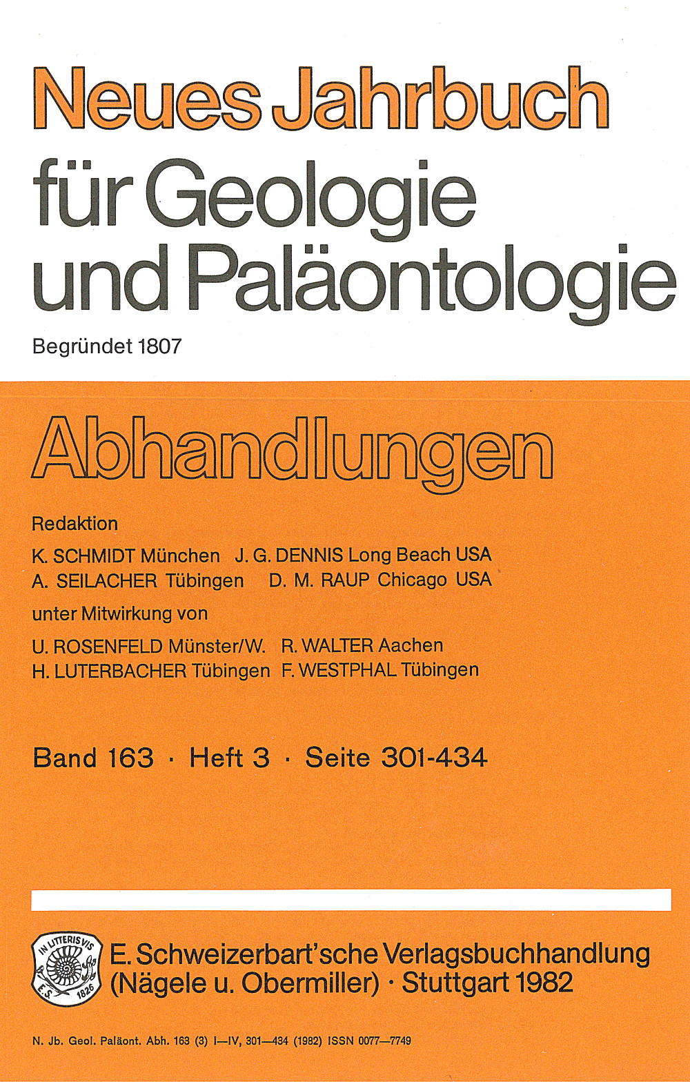 Cover image of: Neues Jahrbuch für Geologie und Paläontologie - Abhandlungen Band 163 Heft 3