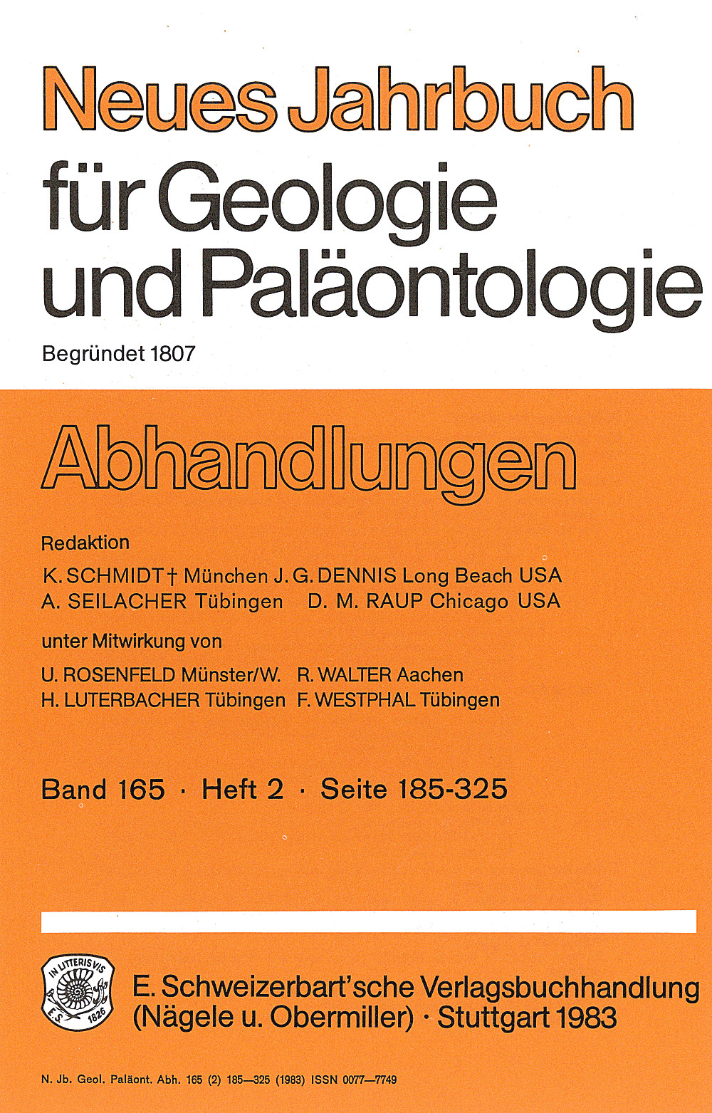 Umschlagbild des Buches: Neues Jahrbuch für Geologie und Paläontologie - Abhandlungen Band 165 Heft 2
