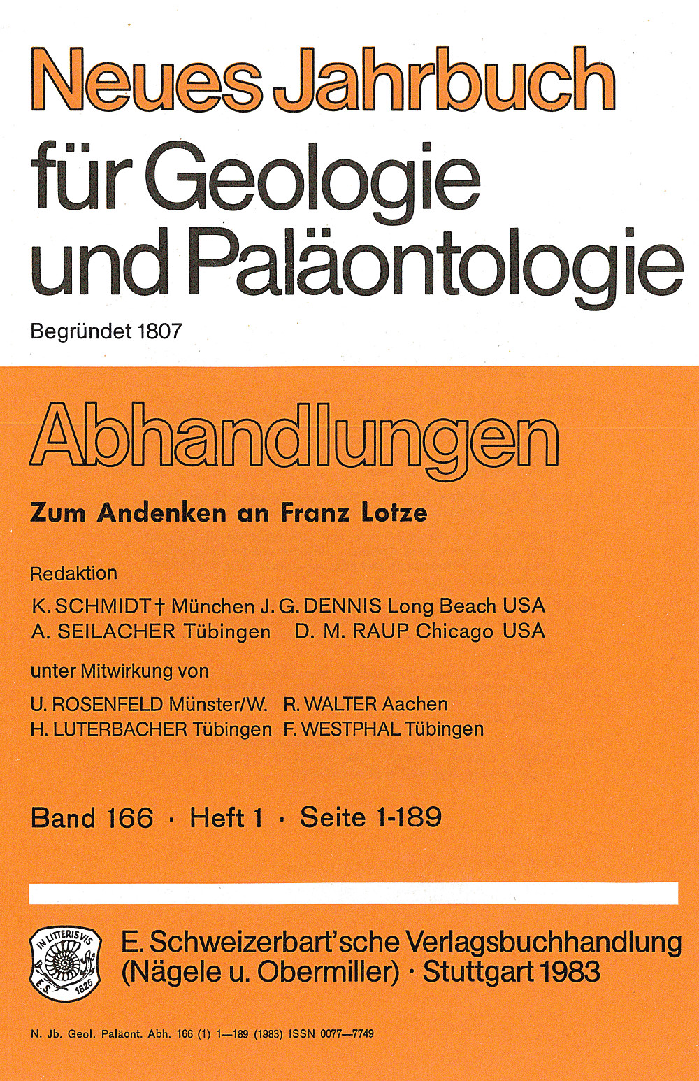 Image de couverture de: Neues Jahrbuch für Geologie und Paläontologie - Abhandlungen Band 166 Heft 1