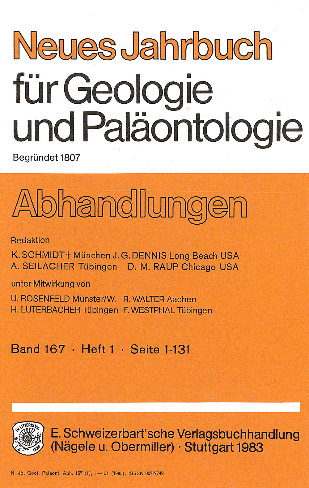 Cover image of: Neues Jahrbuch für Geologie und Paläontologie - Abhandlungen Band 167 Heft 1
