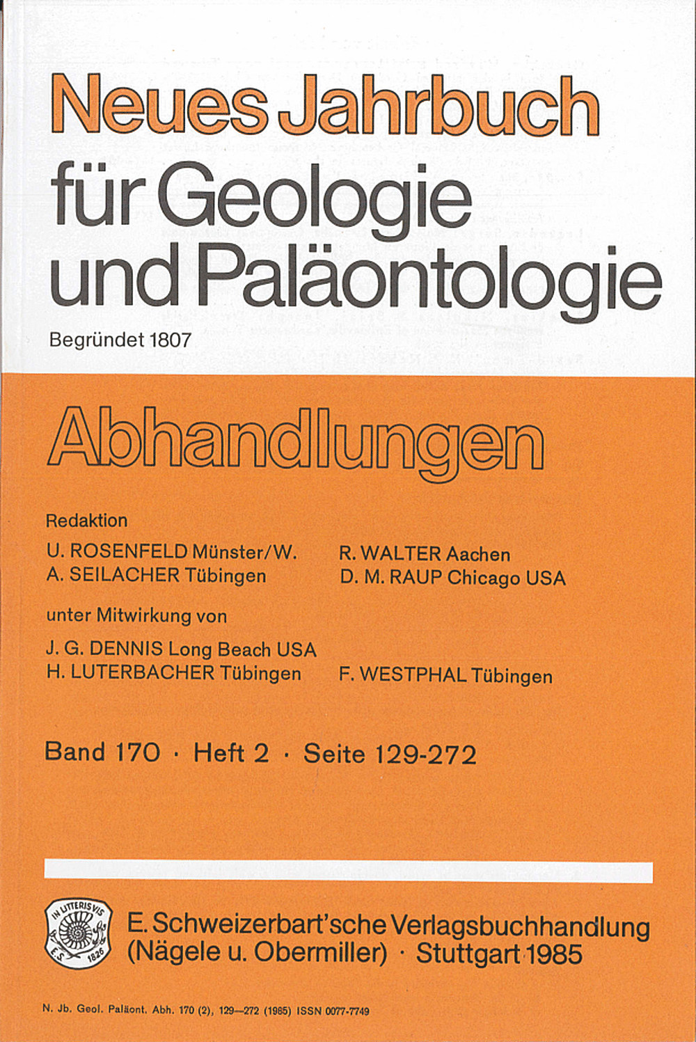 Cover image of: Neues Jahrbuch für Geologie und Paläontologie - Abhandlungen Band 170 Heft 2