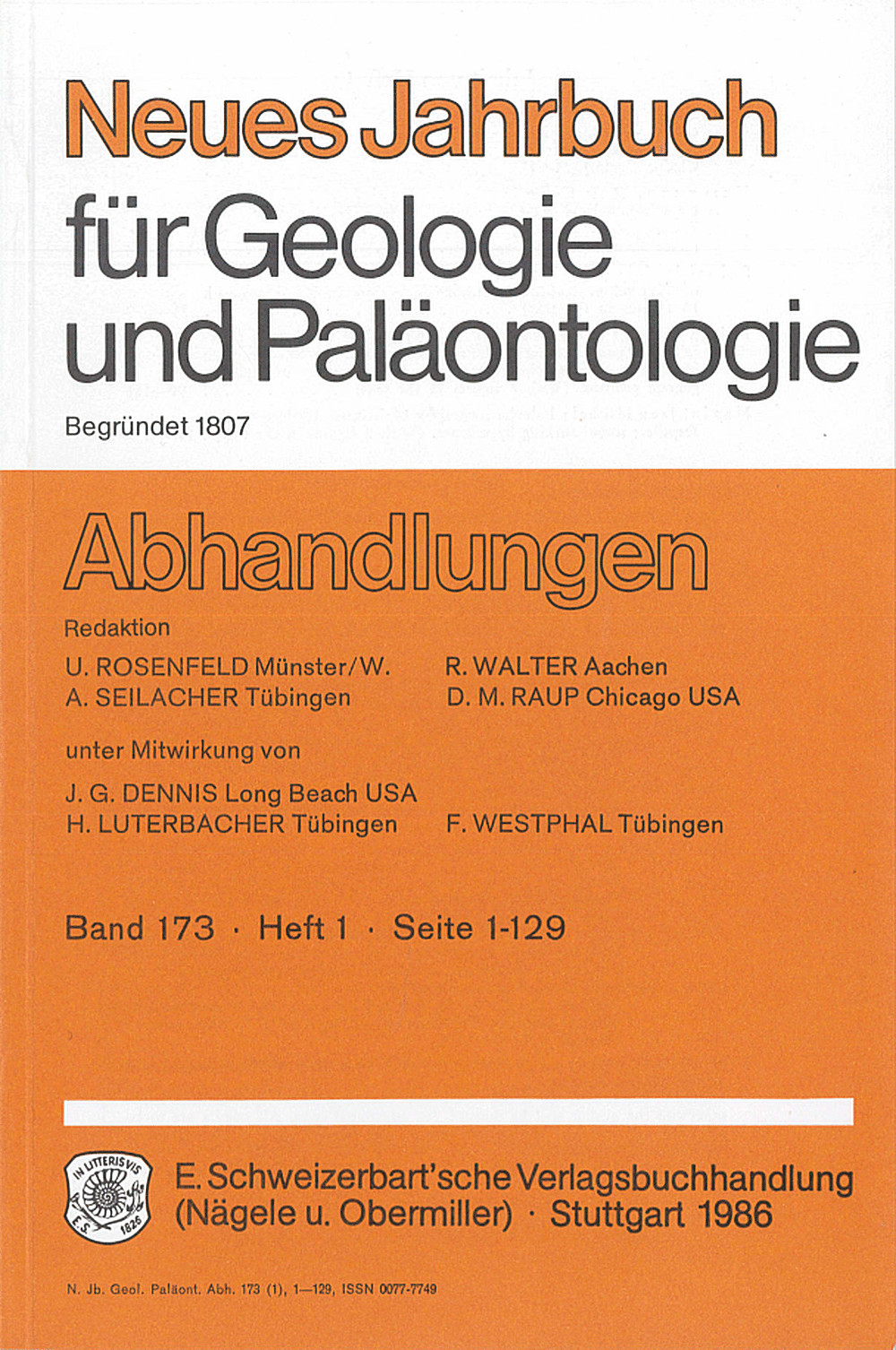 Cover image of: Neues Jahrbuch für Geologie und Paläontologie - Abhandlungen Band 173 Heft 1
