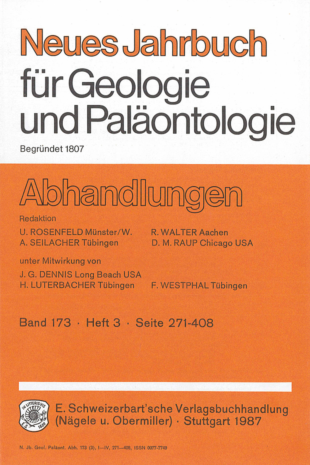 Cover image of: Neues Jahrbuch für Geologie und Paläontologie - Abhandlungen Band 173 Heft 3
