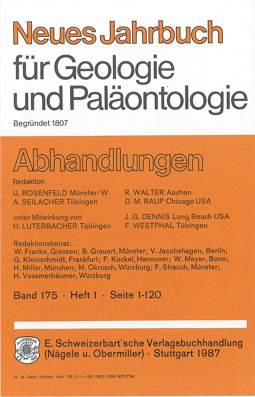 Image de couverture de: Neues Jahrbuch für Geologie und Paläontologie - Abhandlungen Band 175 Heft 1