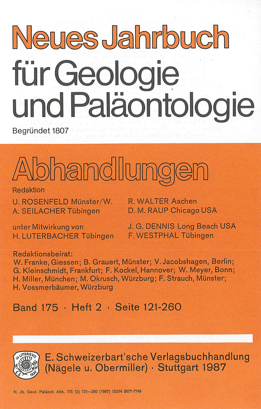 Image de couverture de: Neues Jahrbuch für Geologie und Paläontologie - Abhandlungen Band 175 Heft 2
