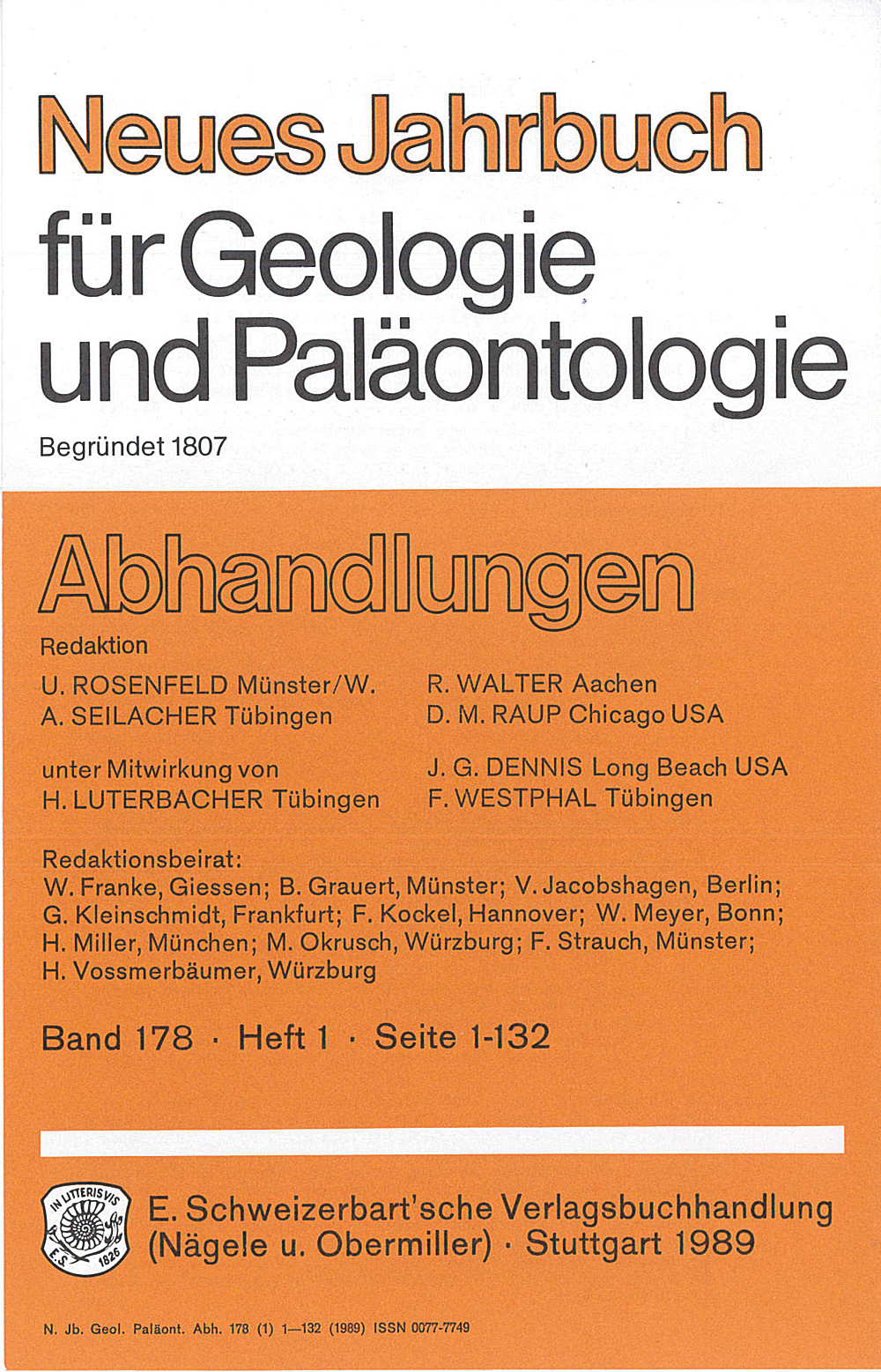 Cover image of: Neues Jahrbuch für Geologie und Paläontologie - Abhandlungen Band 178 Heft 1