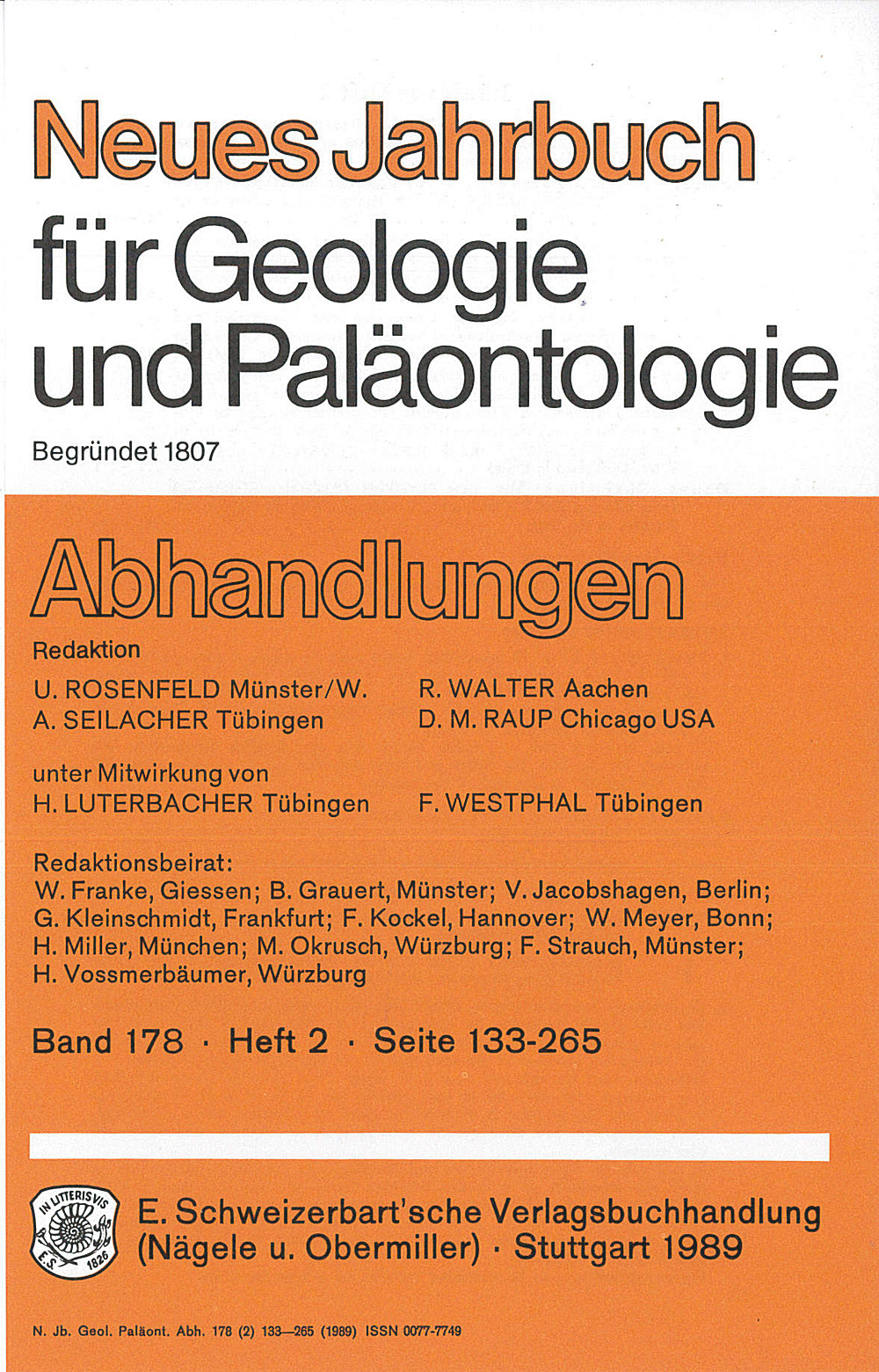 Cover image of: Neues Jahrbuch für Geologie und Paläontologie - Abhandlungen Band 178 Heft 2