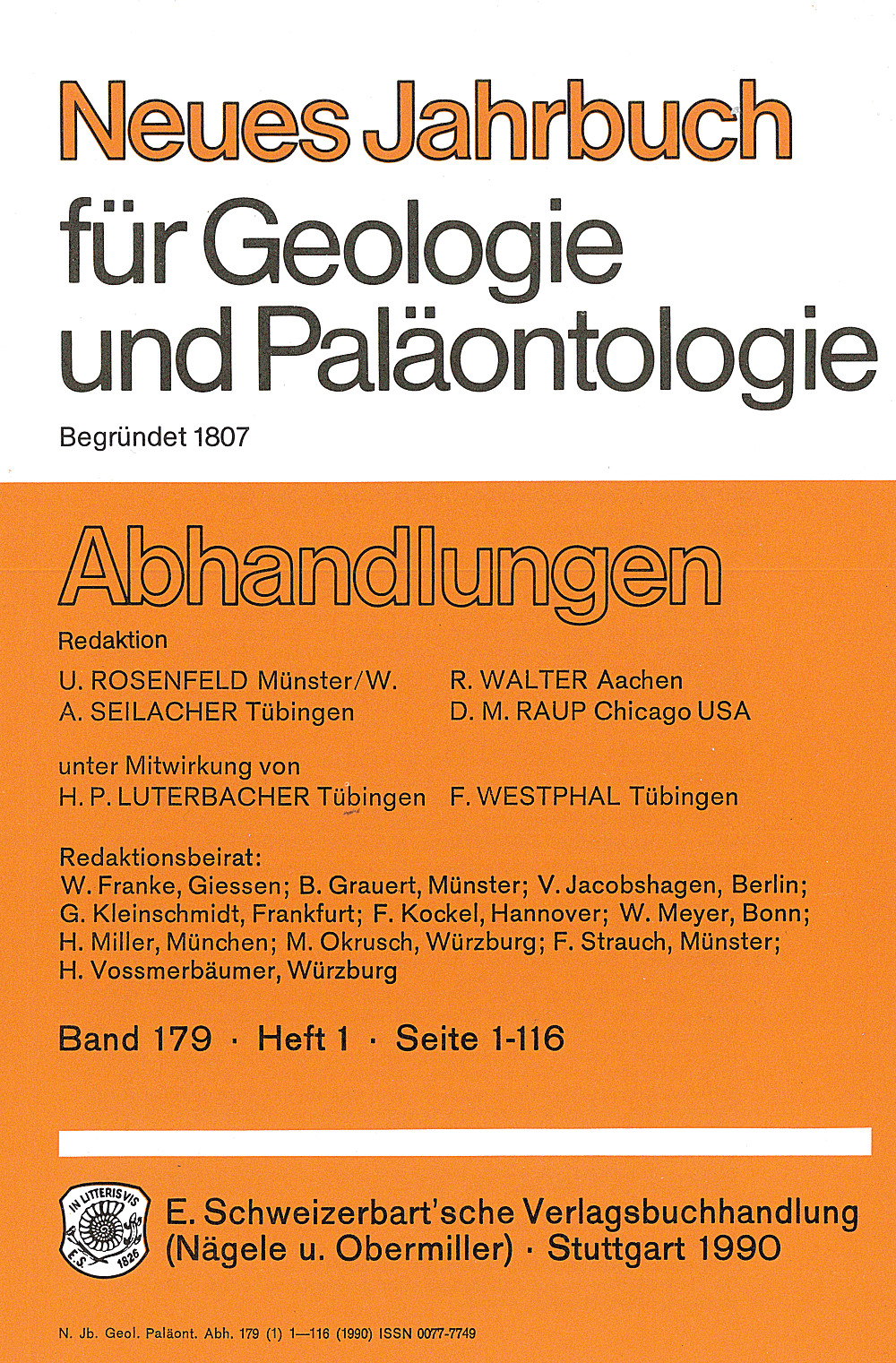 Umschlagbild des Buches: Neues Jahrbuch für Geologie und Paläontologie - Abhandlungen Band 179 Heft 1