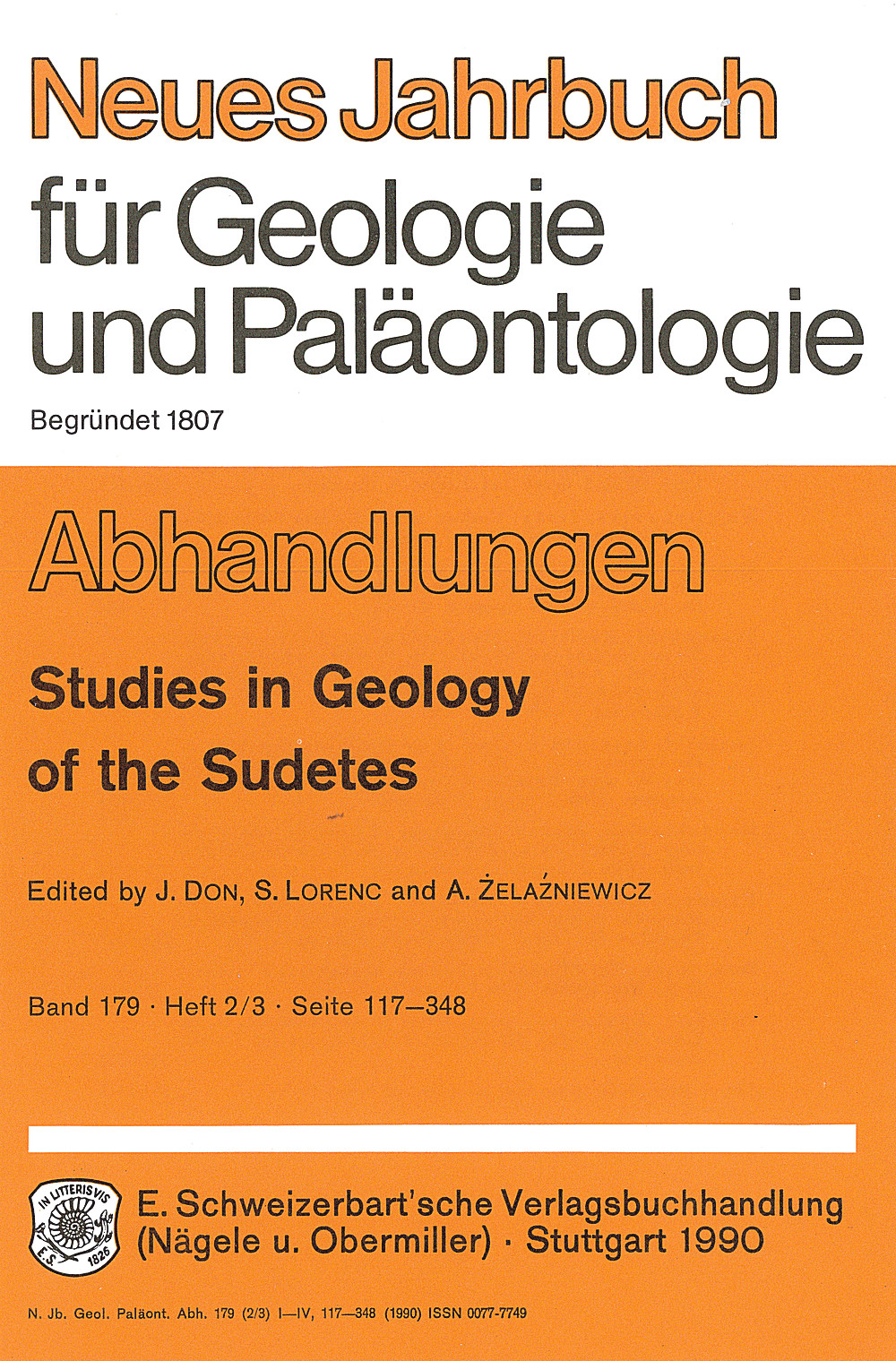 Umschlagbild des Buches: Studies in Geology of the Sudetes