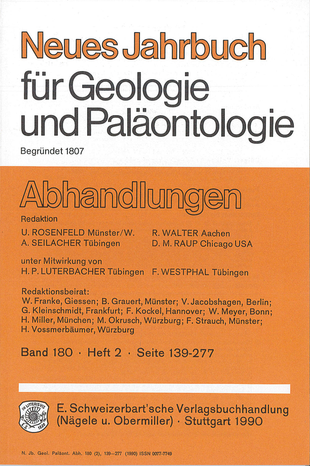 Cover image of: Neues Jahrbuch für Geologie und Paläontologie - Abhandlungen Band 180 Heft 2