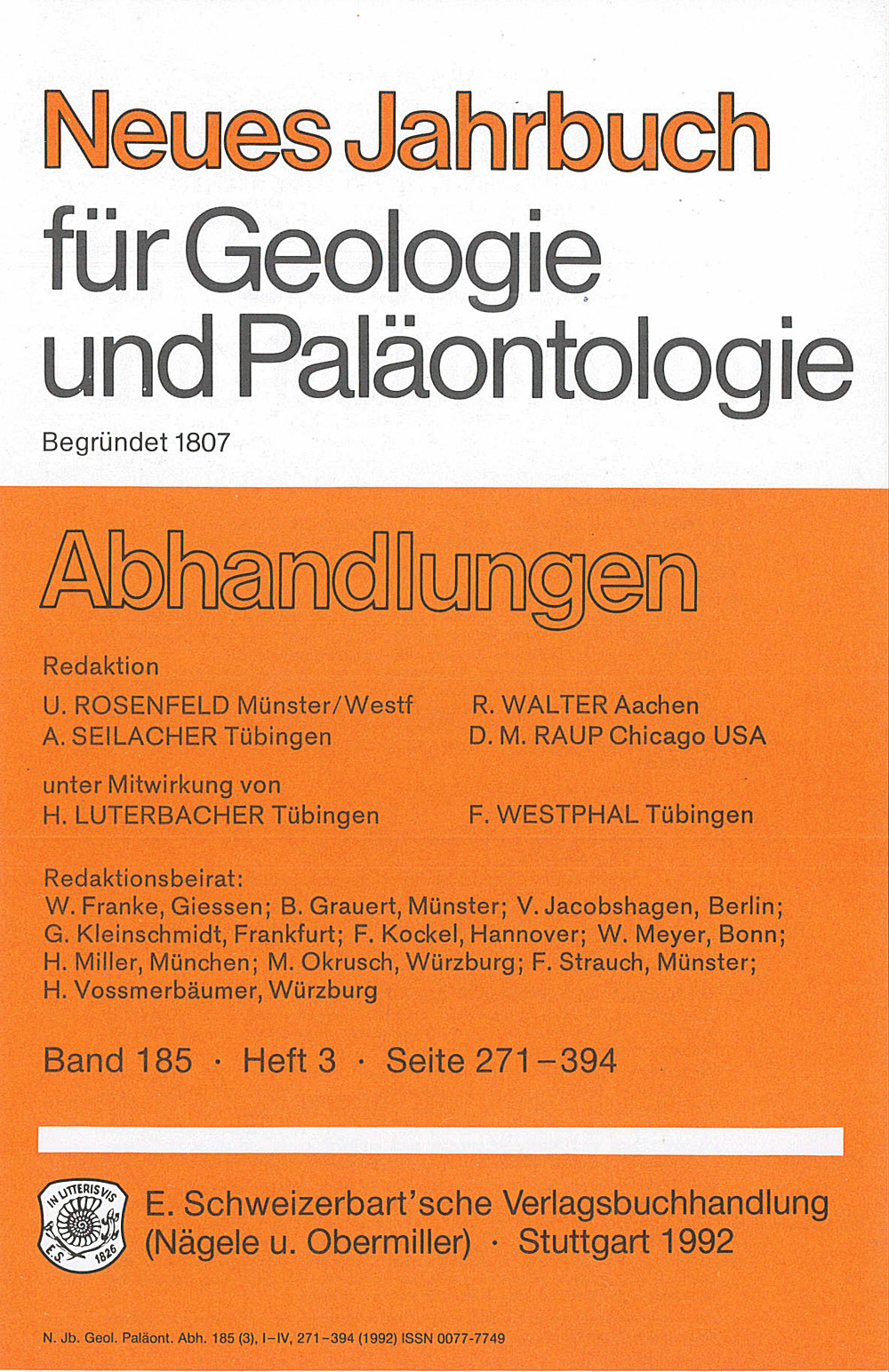 Cover image of: Neues Jahrbuch für Geologie und Paläontologie - Abhandlungen Band 186 Heft 3