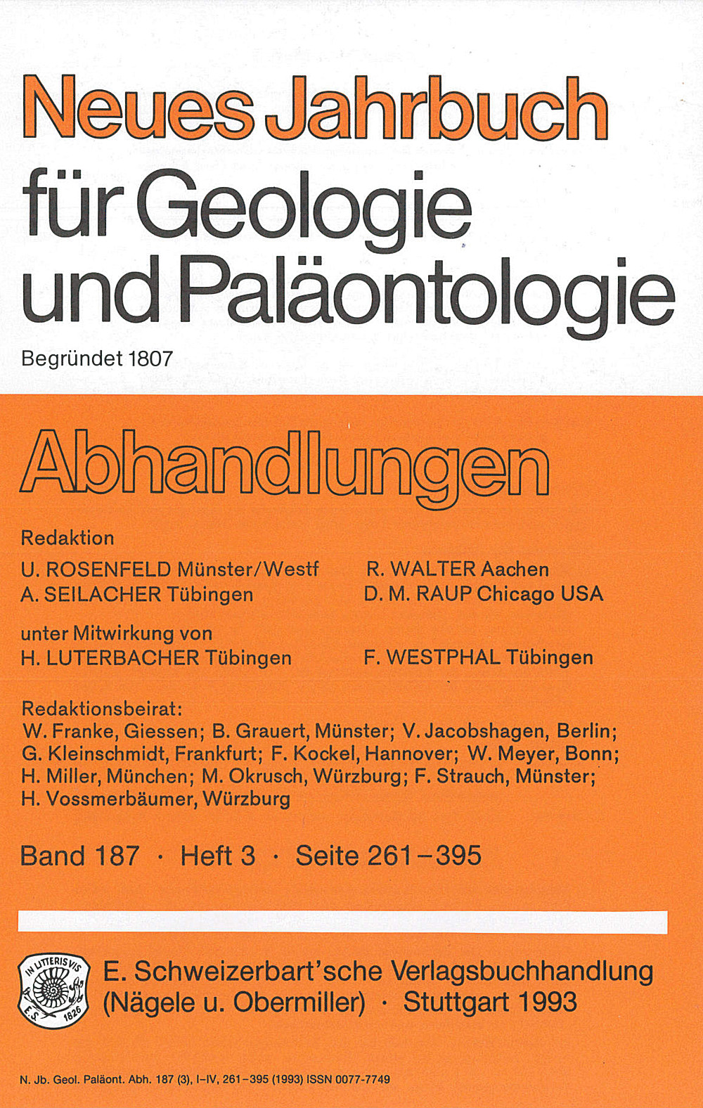 Cover image of: Neues Jahrbuch für Geologie und Paläontologie - Abhandlungen Band 187 Heft 3
