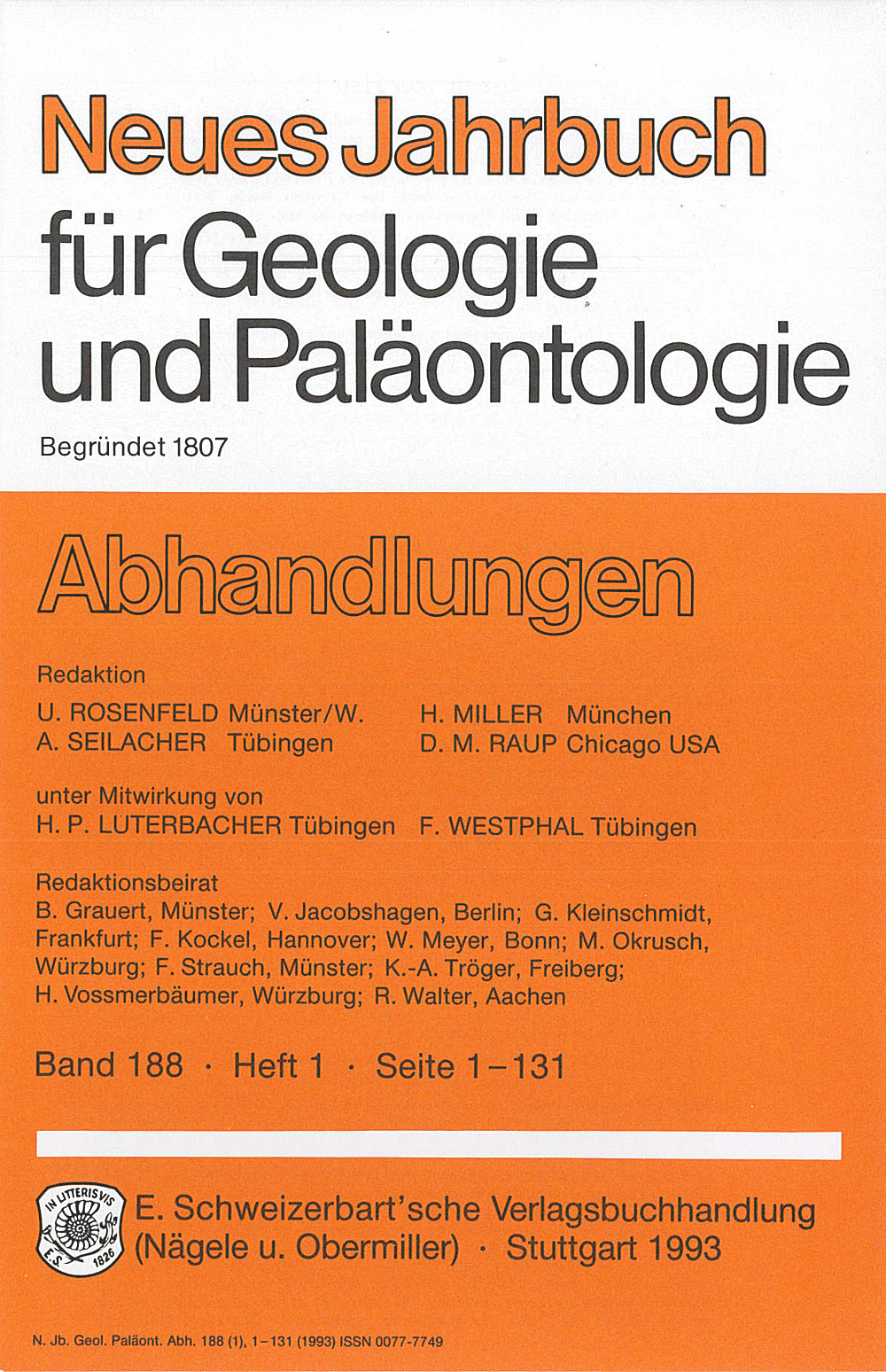 Cover image of: Neues Jahrbuch für Geologie und Paläontologie - Abhandlungen Band 188 Heft 1