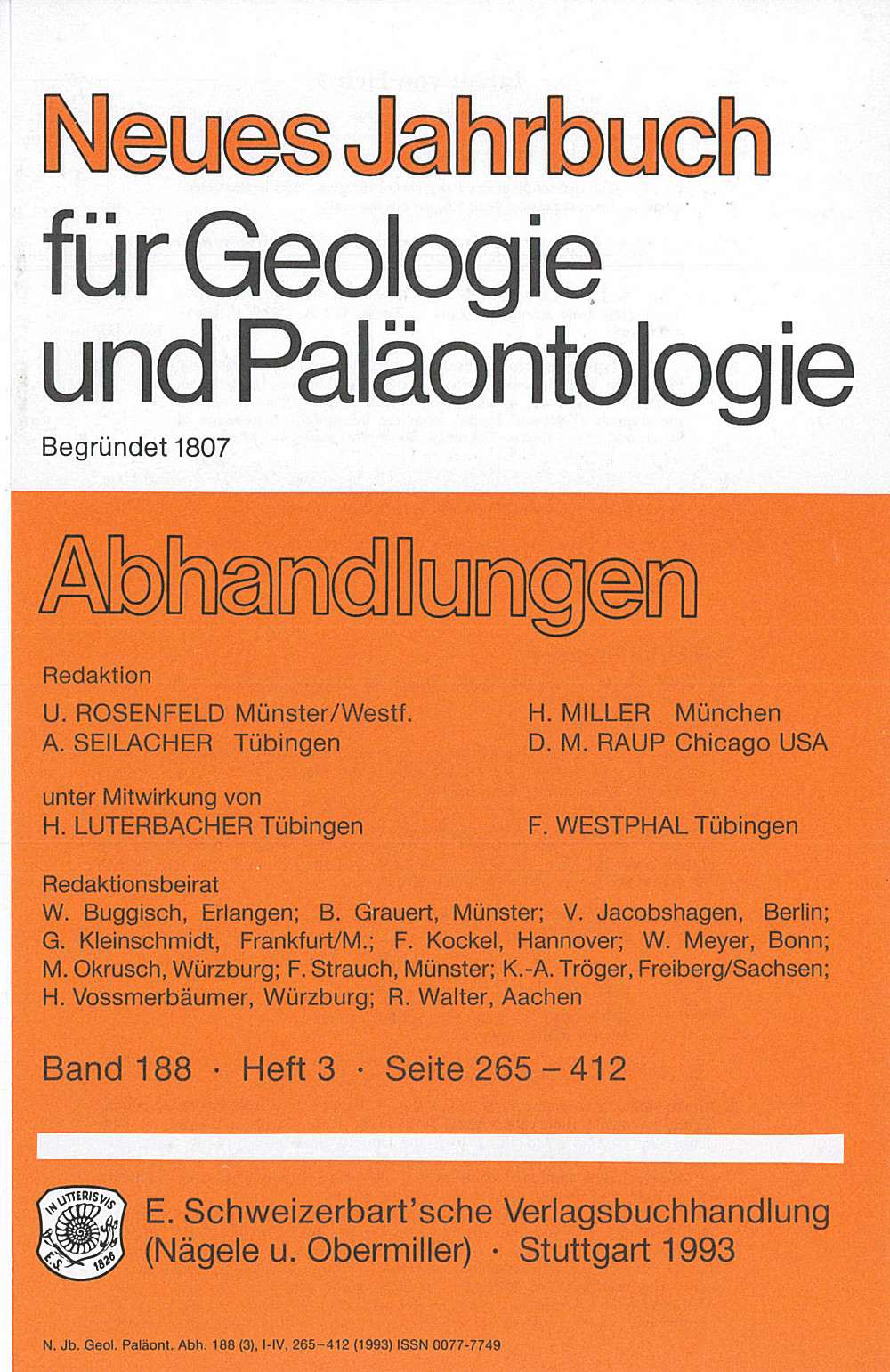 Cover image of: Neues Jahrbuch für Geologie und Paläontologie - Abhandlungen Band 188 Heft 3