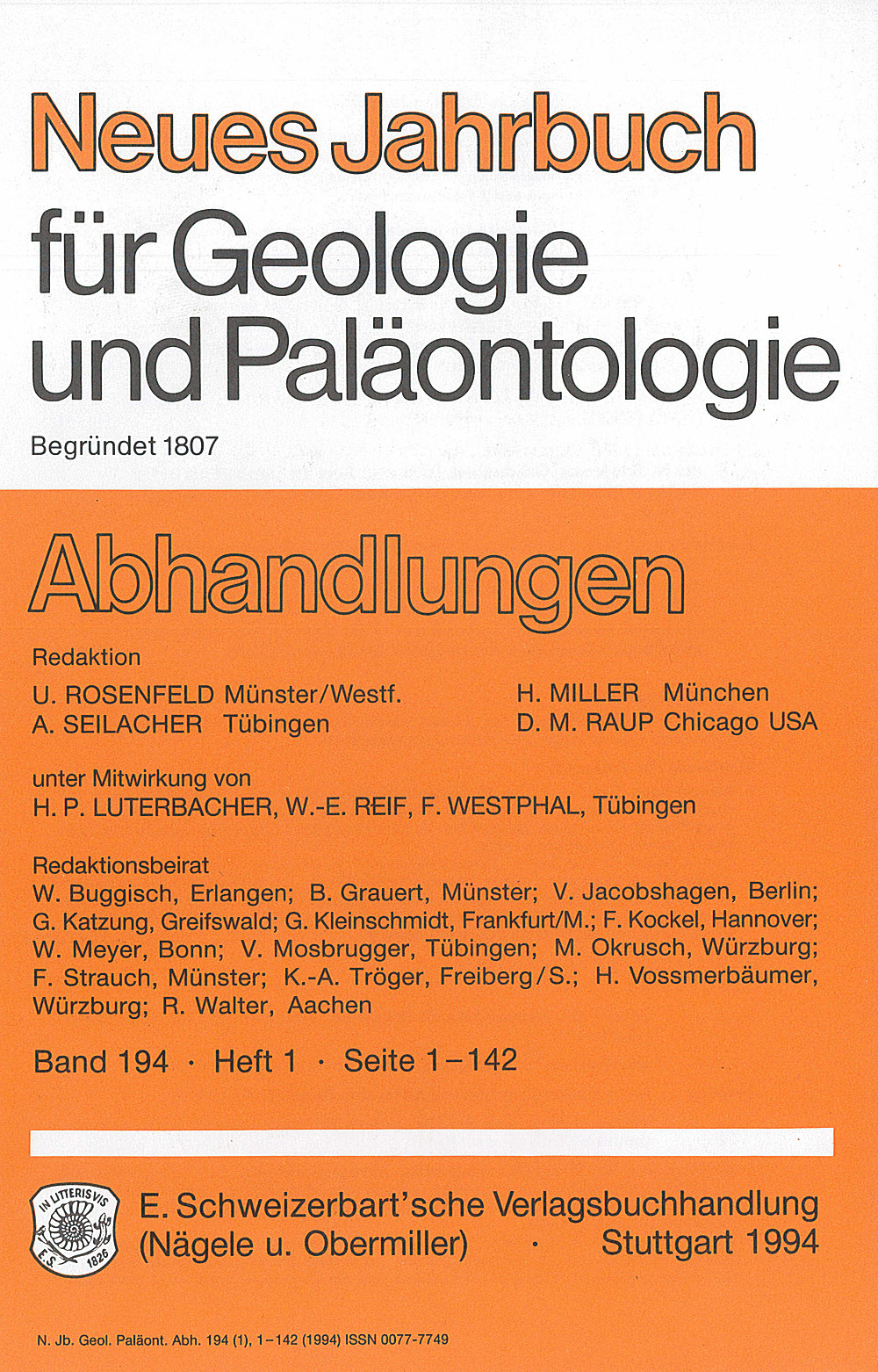 Image de couverture de: Neues Jahrbuch für Geologie und Paläontologie - Abhandlungen Band 194 Heft 1