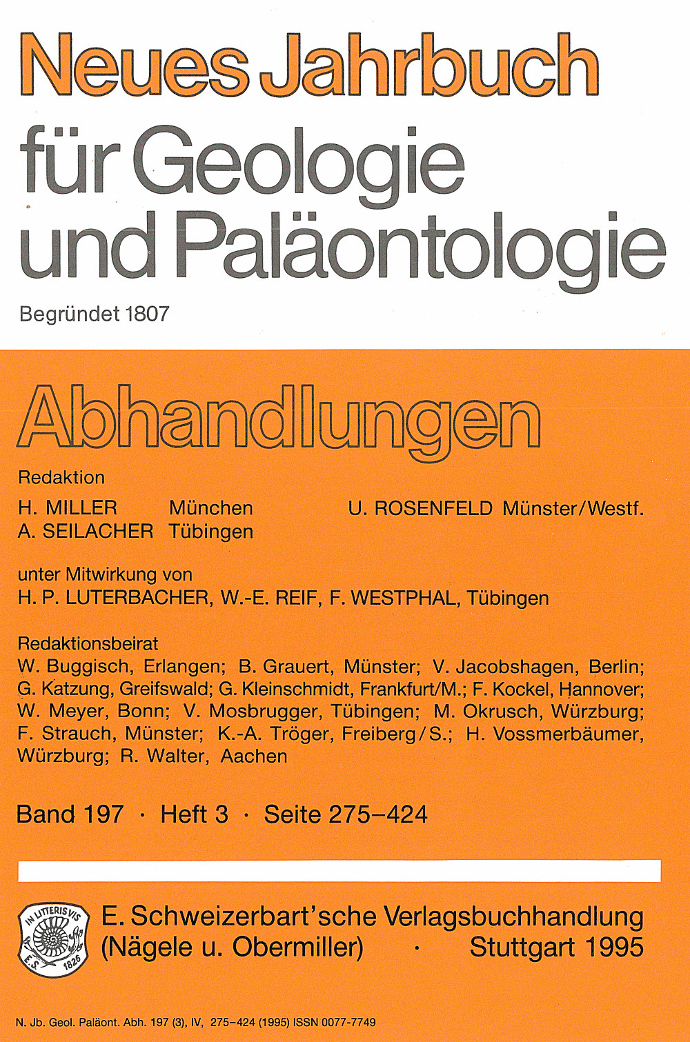 Cover image of: Neues Jahrbuch für Geologie und Paläontologie - Abhandlungen Band 197 Heft 3