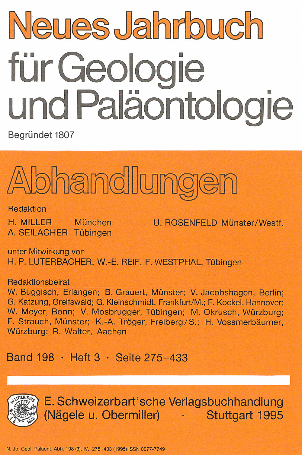 Umschlagbild des Buches: Neues Jahrbuch für Geologie und Paläontologie - Abhandlungen Band 198 Heft 3