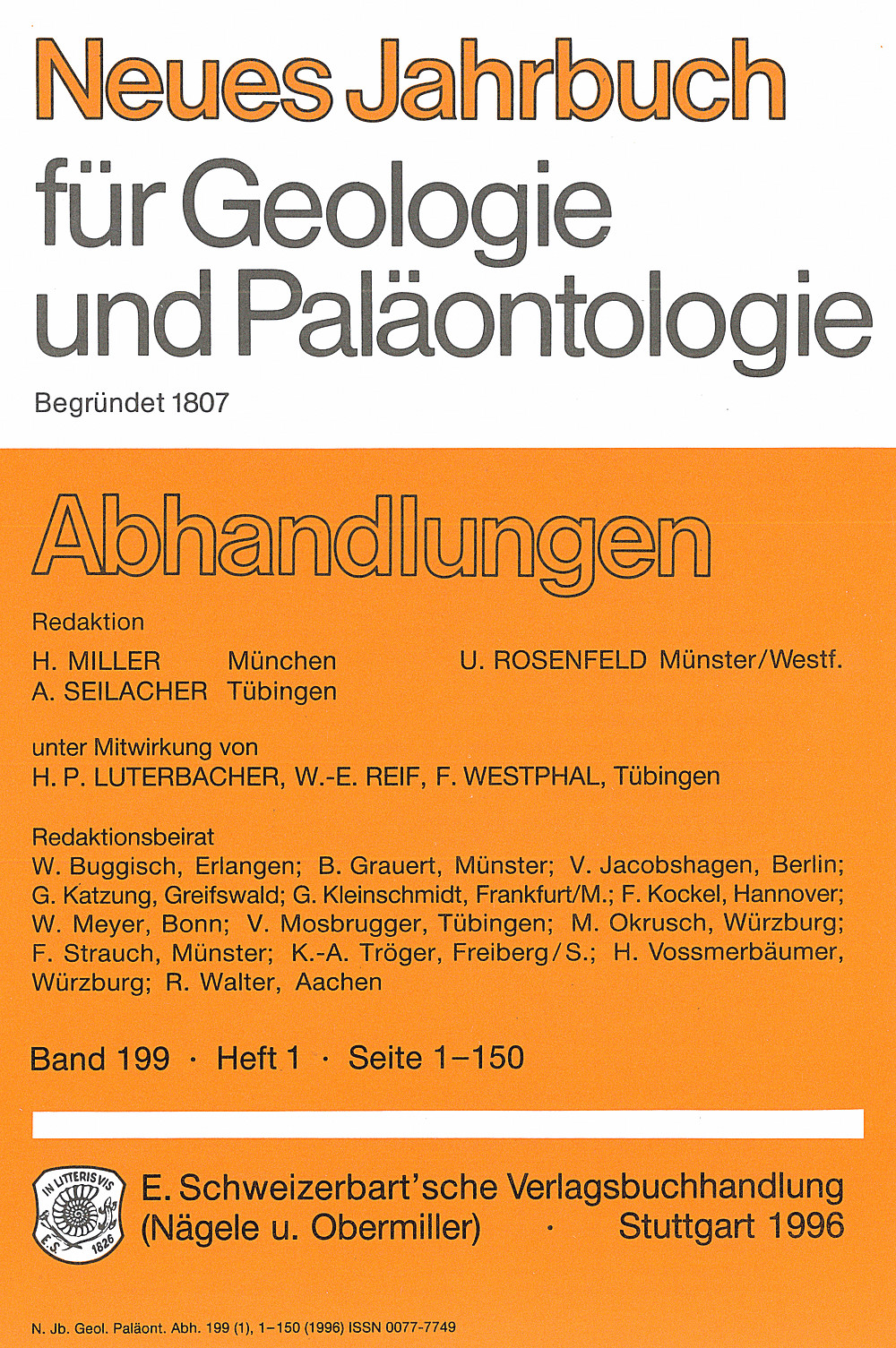 Umschlagbild des Buches: Neues Jahrbuch für Geologie und Paläontologie - Abhandlungen Band 199 Heft 1