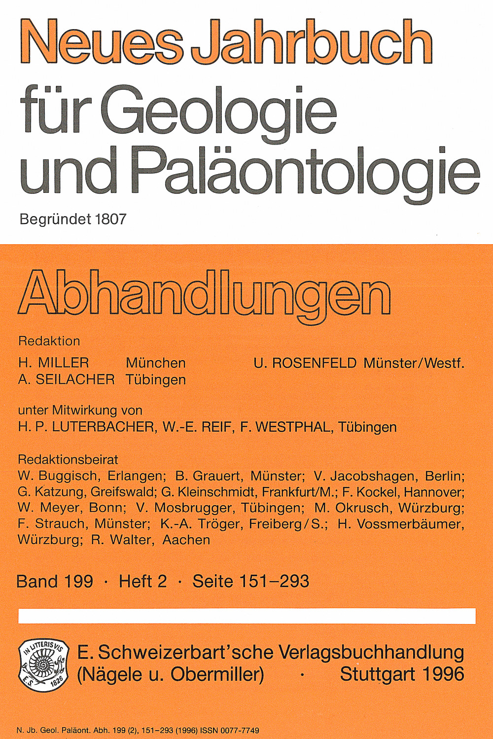 Umschlagbild des Buches: Neues Jahrbuch für Geologie und Paläontologie - Abhandlungen Band 199 Heft 2