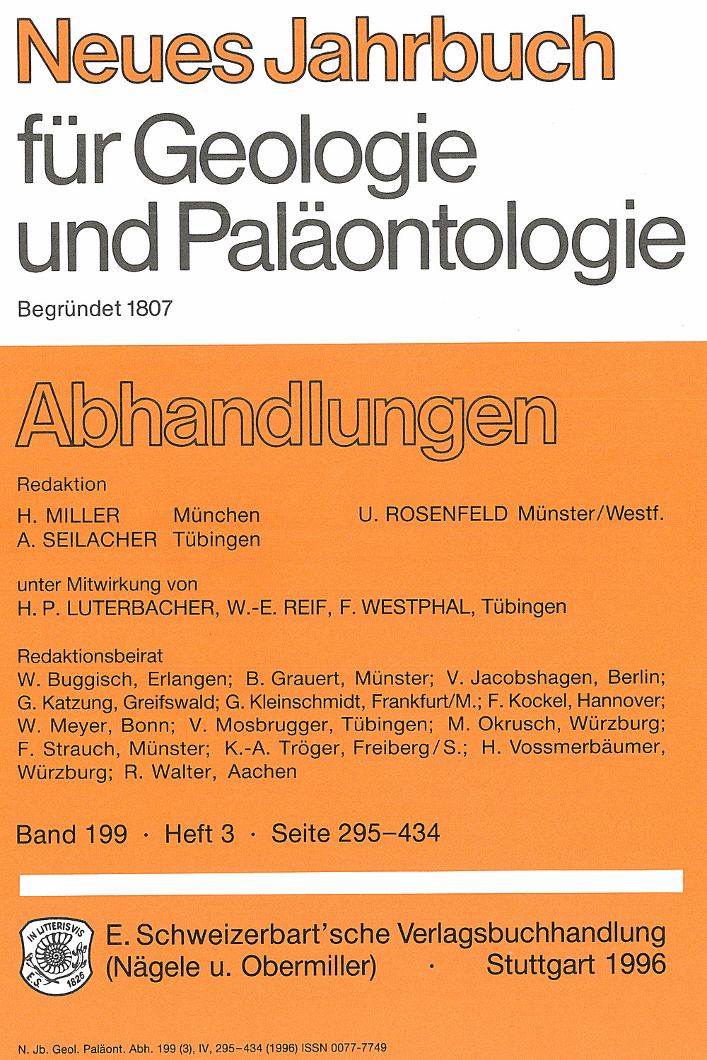 Umschlagbild des Buches: Neues Jahrbuch für Geologie und Paläontologie - Abhandlungen Band 199 Heft 3