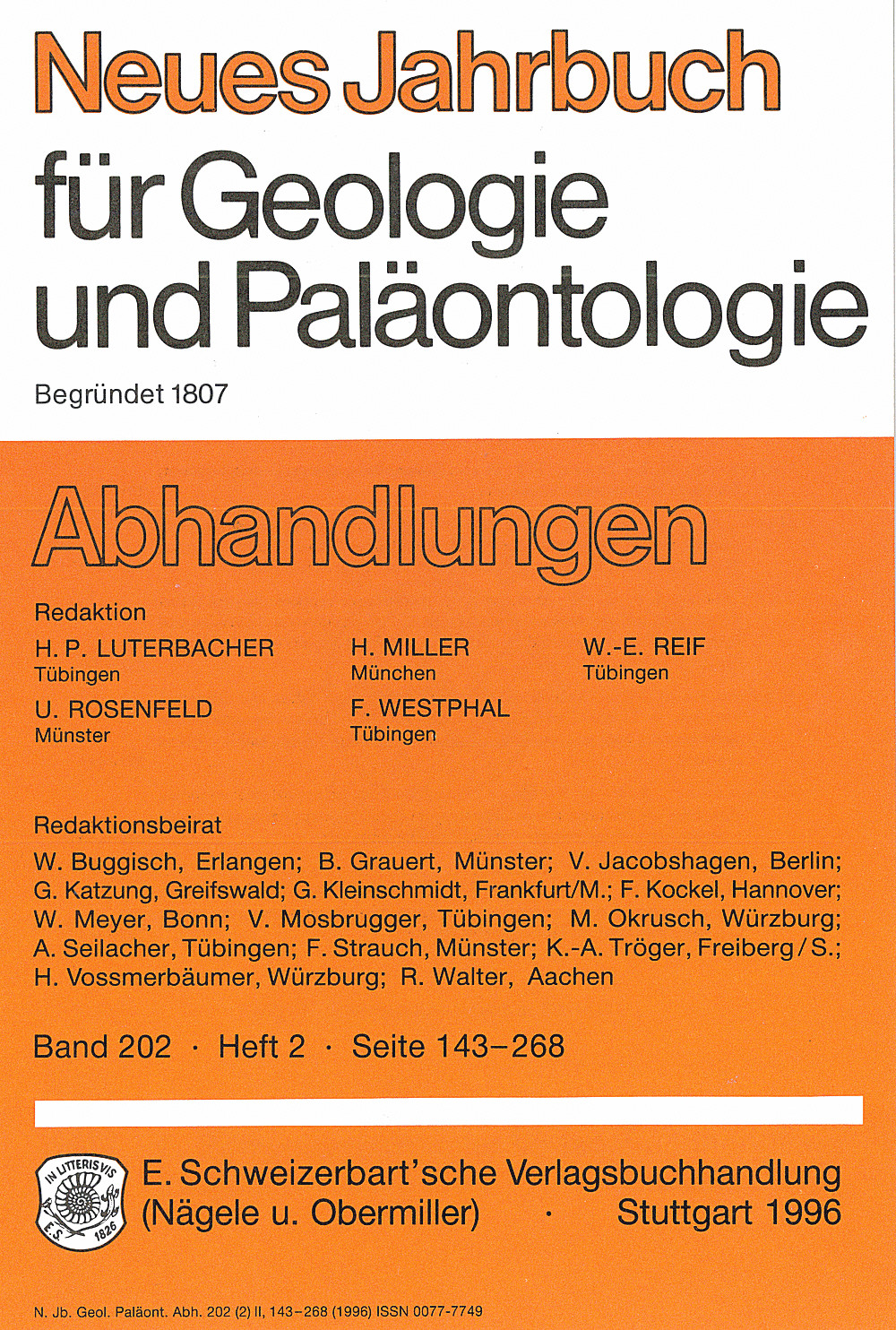 Umschlagbild des Buches: Neues Jahrbuch für Geologie und Paläontologie - Abhandlungen Band 202 Heft 2
