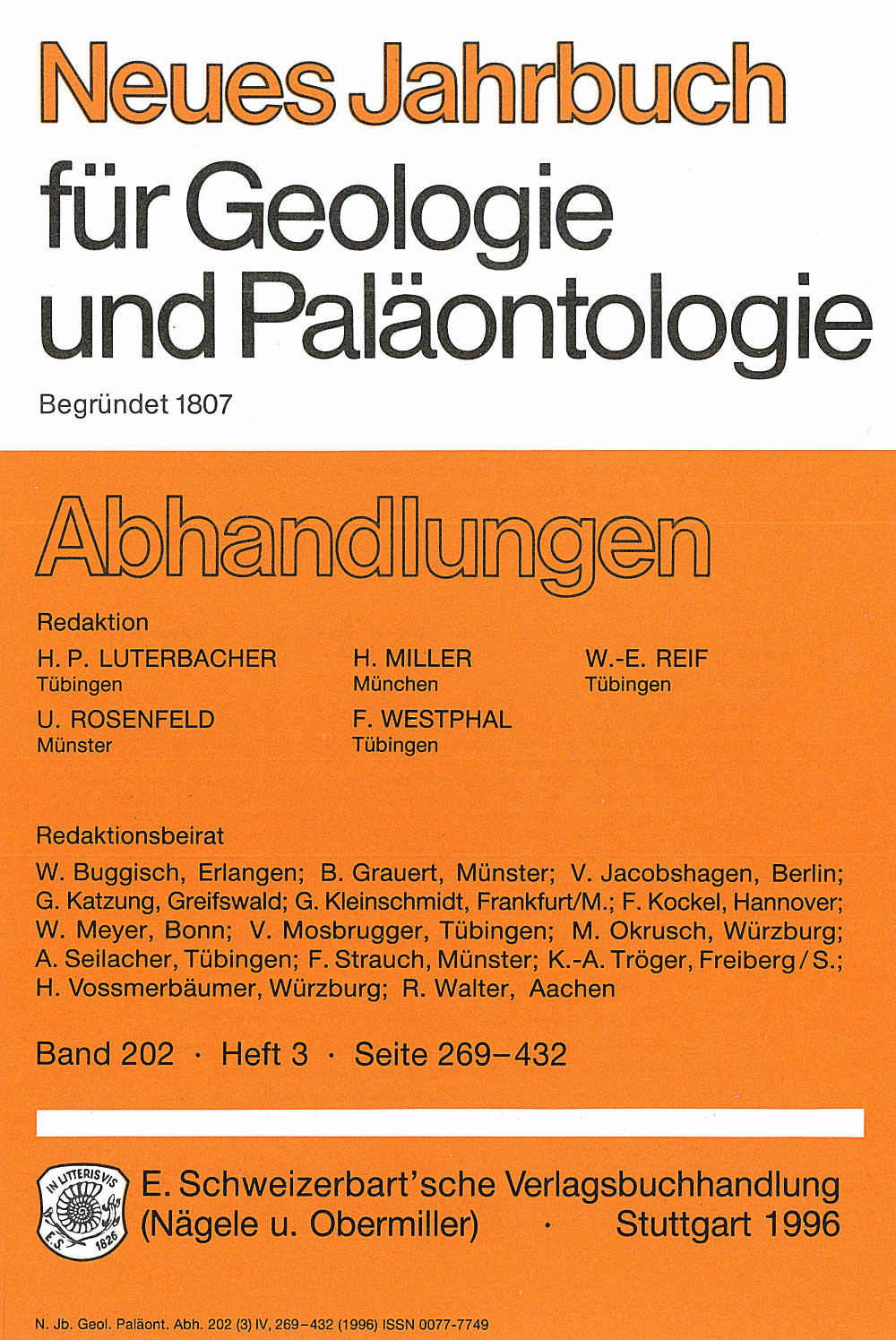 Umschlagbild des Buches: Neues Jahrbuch für Geologie und Paläontologie - Abhandlungen Band 202 Heft 3