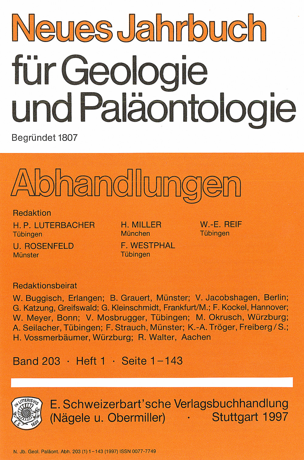 Image de couverture de: Neues Jahrbuch für Geologie und Paläontologie - Abhandlungen Band 203 Heft 1