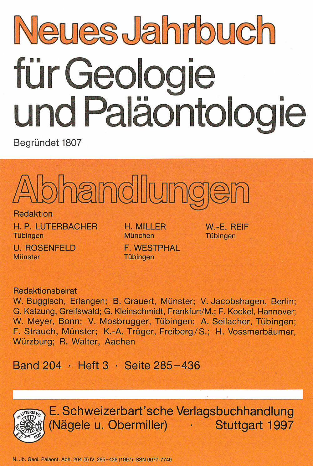 Cover image of: Neues Jahrbuch für Geologie und Paläontologie - Abhandlungen Band 204 Heft 3