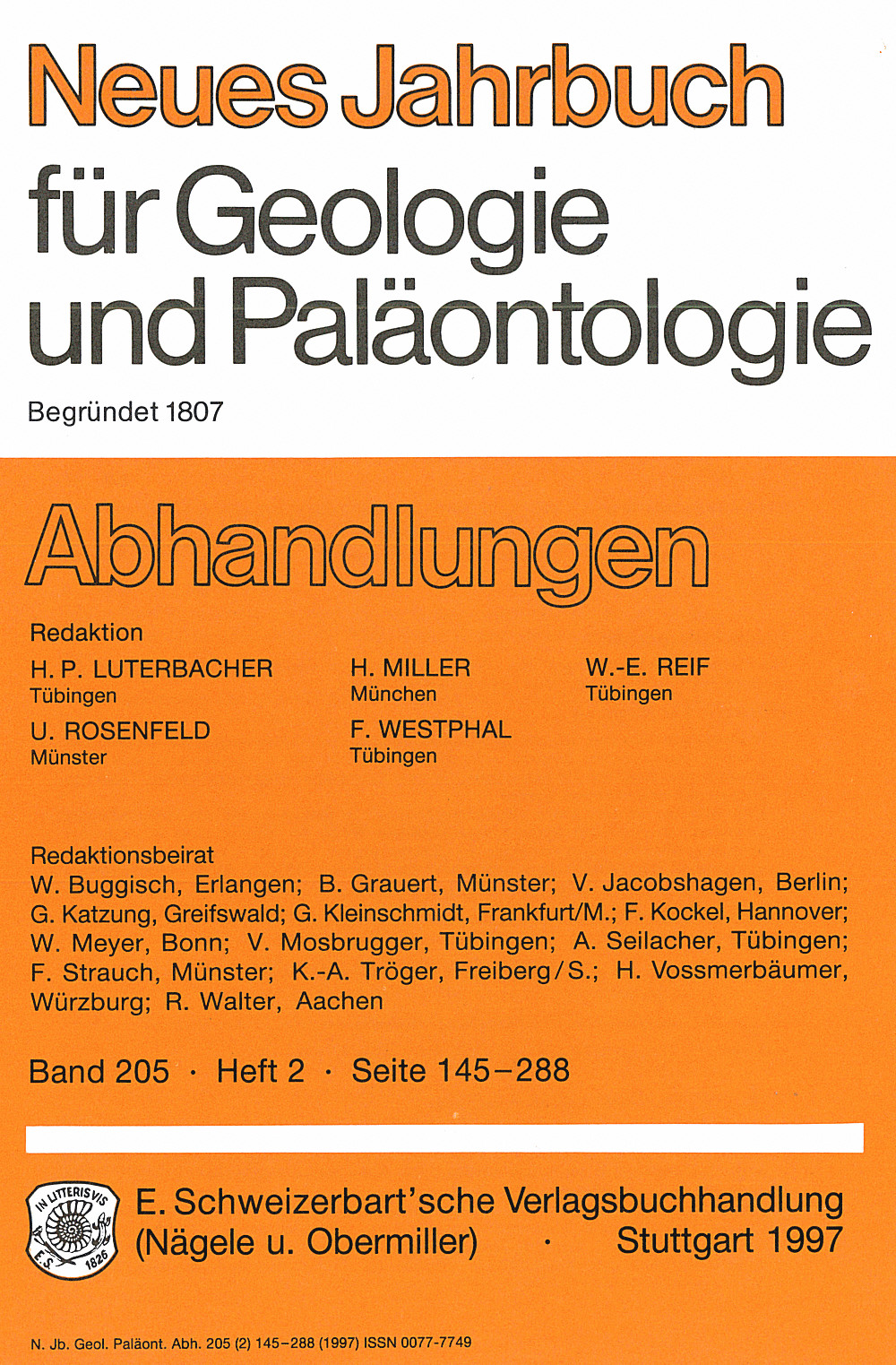 Cover image of: Neues Jahrbuch für Geologie und Paläontologie - Abhandlungen Band 205 Heft 2