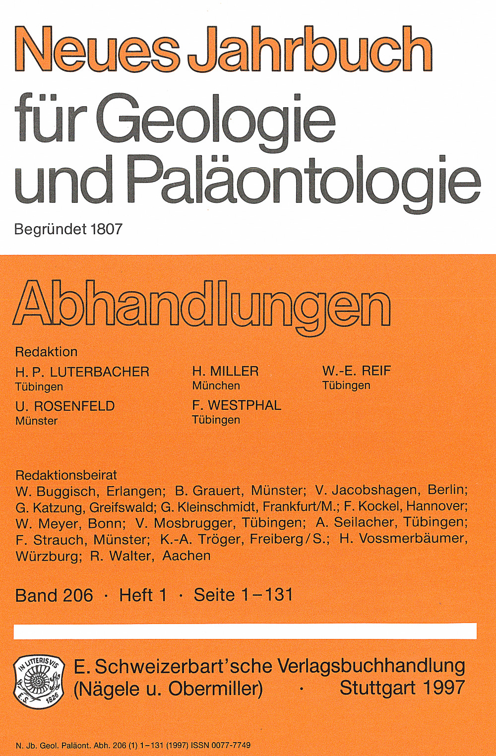 Cover image of: Neues Jahrbuch für Geologie und Paläontologie - Abhandlungen Band 206 Heft 1