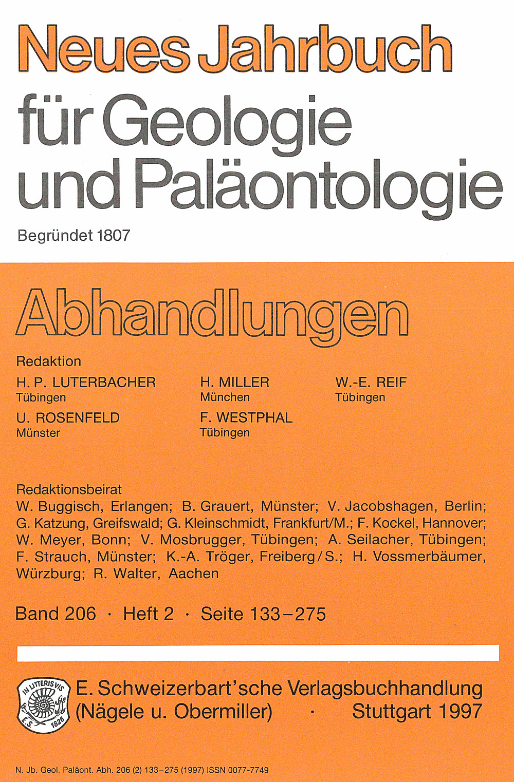 Cover image of: Neues Jahrbuch für Geologie und Paläontologie - Abhandlungen Band 206 Heft 2