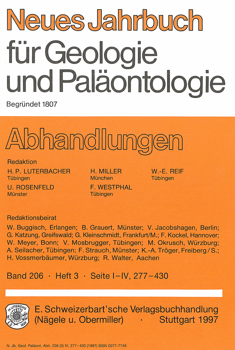 Cover image of: Neues Jahrbuch für Geologie und Paläontologie - Abhandlungen Band 206 Heft 3